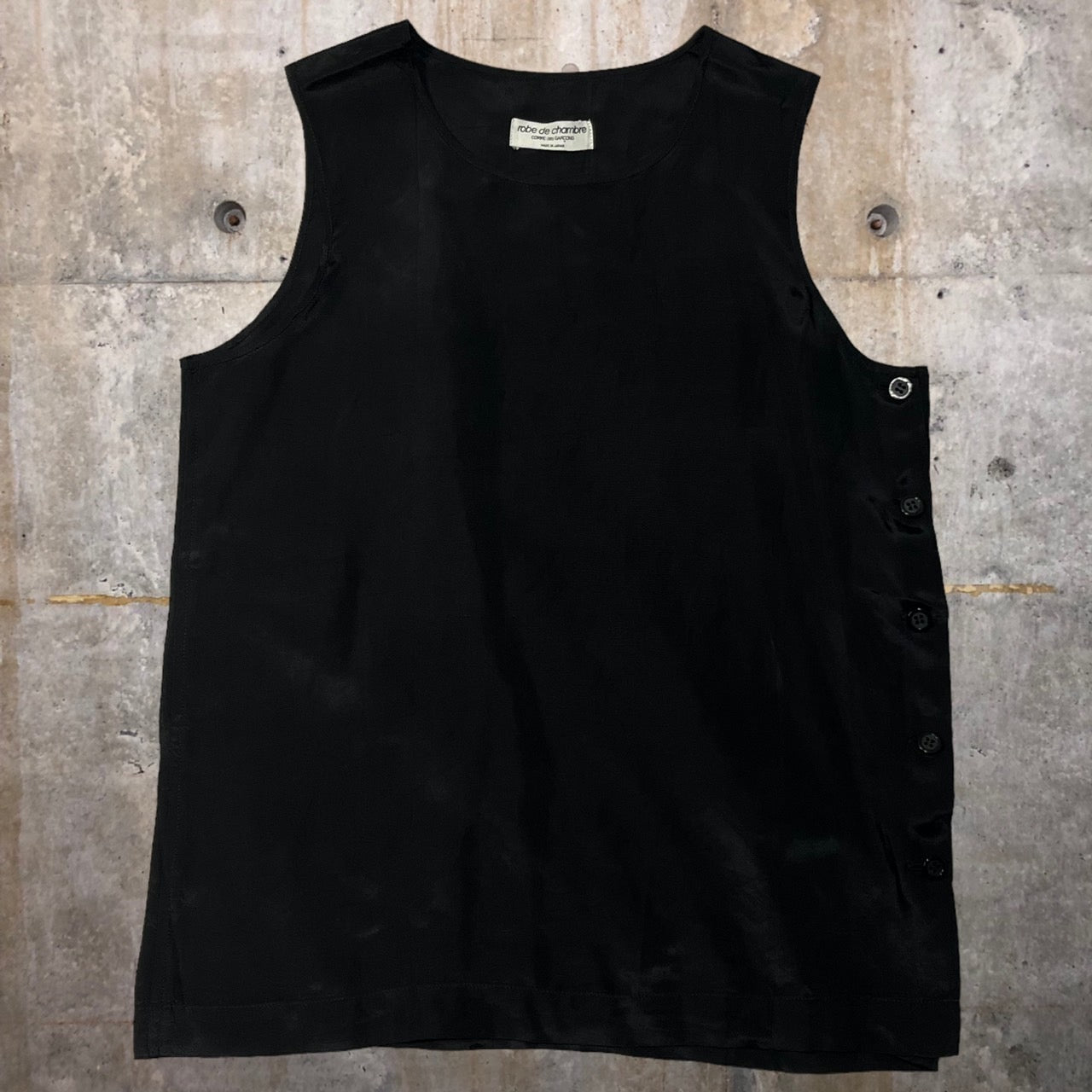 robe de chambre COMME des GARCONS(ローブドシャンブルコムデギャルソン) 80'sサイドボタンレーヨンベスト RB-020040 表記なし(S~M程度) ブラック AD1989