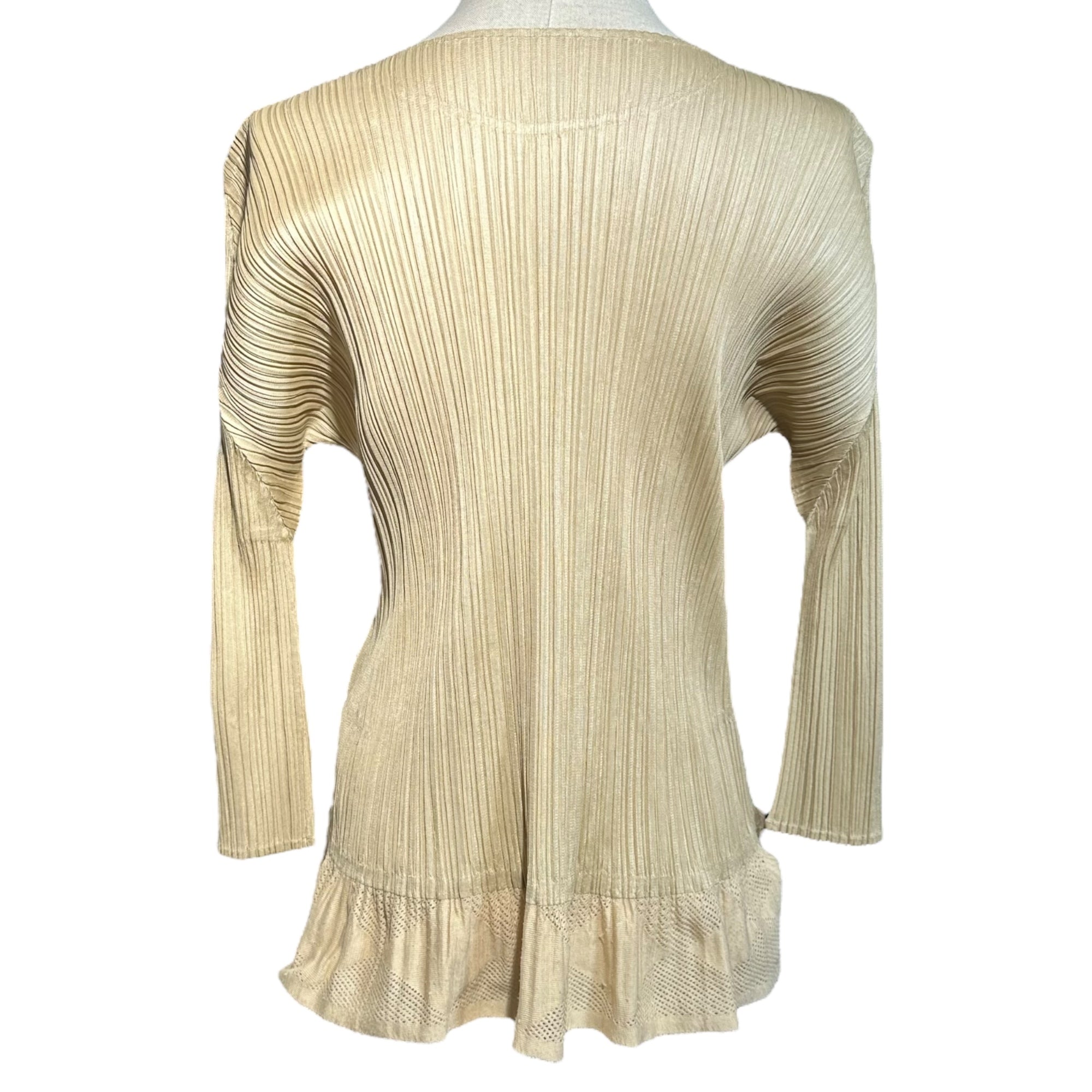 PLEATS PLEASE(プリーツプリーズ) Mesh switch pleated long-sleeved cut-and-sewn shirt メッシュ切替 プリーツ 長袖 カットソー PP73-JK635 4(XL程度) アイボリー