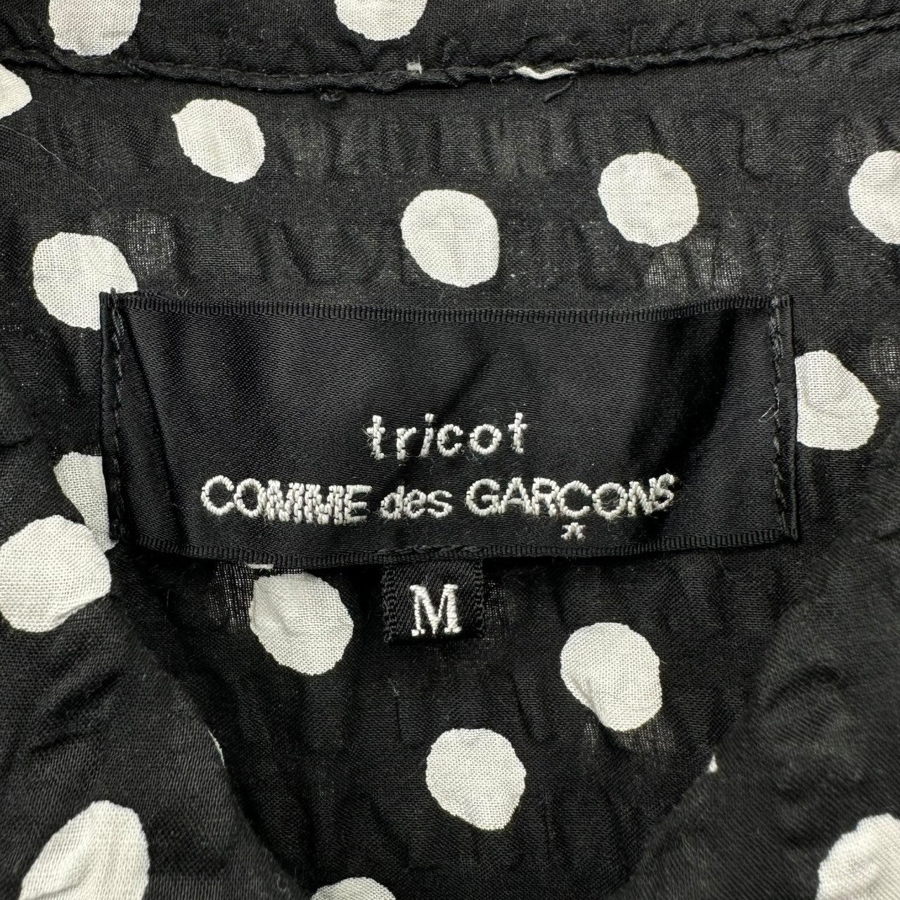 tricot COMME des GARCONS(トリココムデギャルソン) 21SS Popcorn Cotton Round Collar Dot China Button Blouse ポップコーン コットン 丸襟 ドット チャイナボタン ブラウス TG-B017 M ブラック×ホワイト AD2020