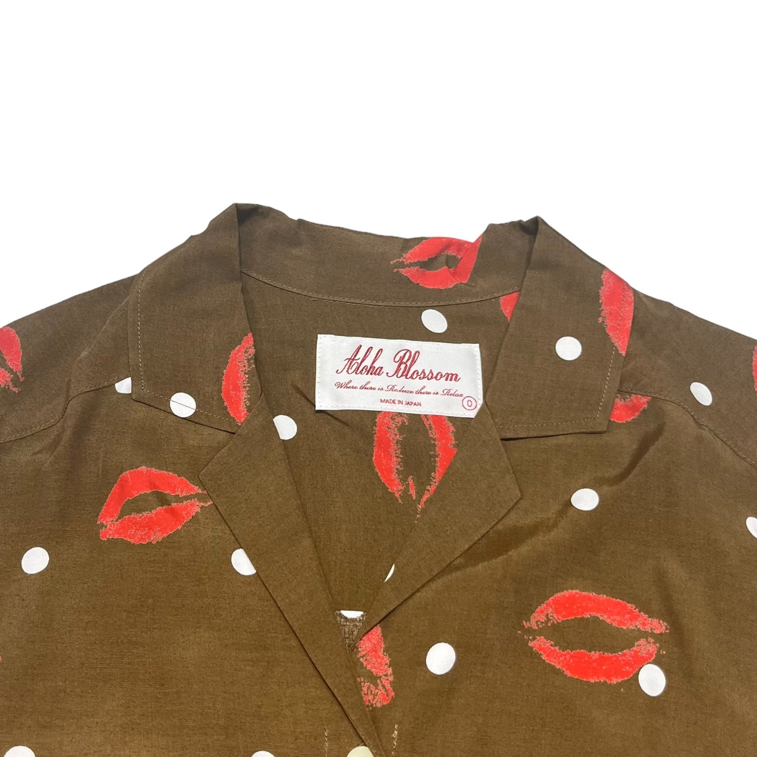 Aloha Blossom(アロハブロッサム) KISS DRESS キスマーク 半袖 アロハ シャツ ワンピース 0(XS) ブラウン