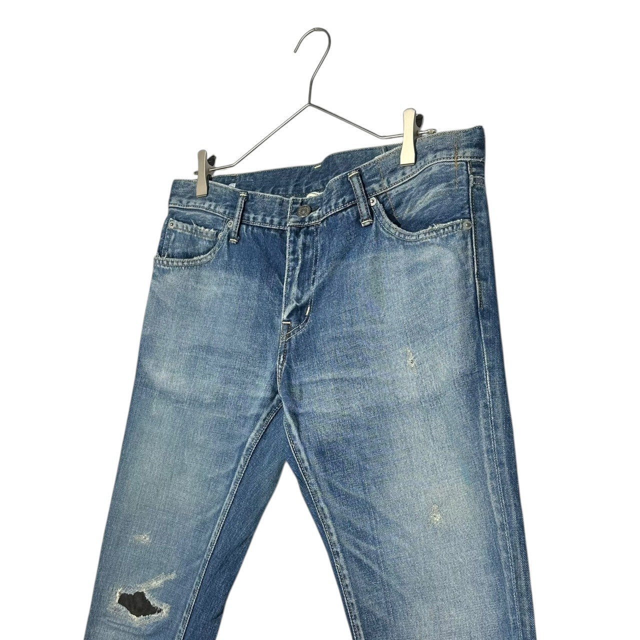 VISVIM(ビズビム/ヴィズヴィム) FLUXS Serge de nimes 06D4 ヴィンテージ 加工 デニム パンツ W36/L30 インディゴ スネークパッチ ダメージ リペア加工