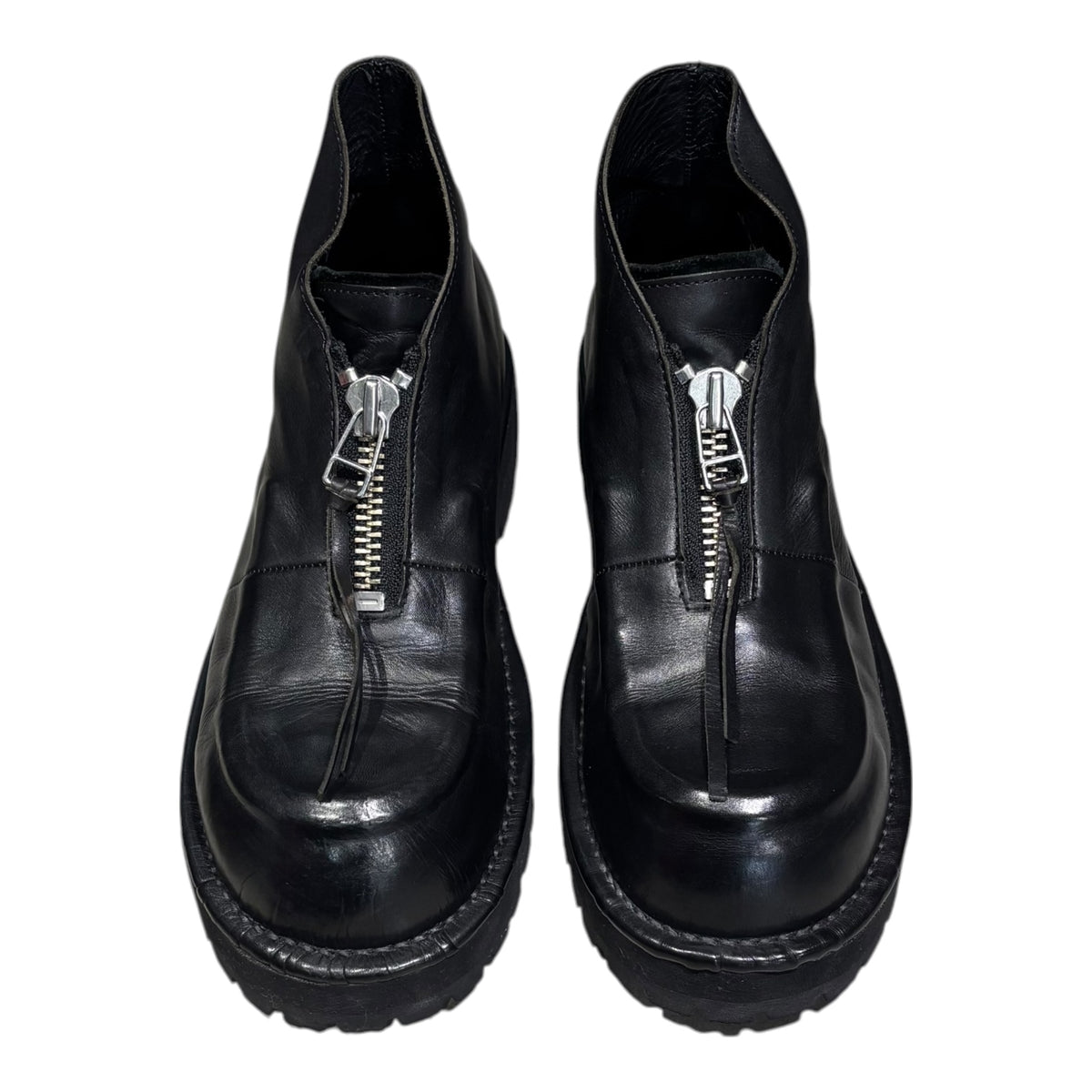 KIDS LOVE GAITE(キッズラブゲイト) INVISIBLE MOCCA - Black フロントジップ チャンキー ブーツ UK 7 1/2(26cm程度) ブラック レザー シューズ