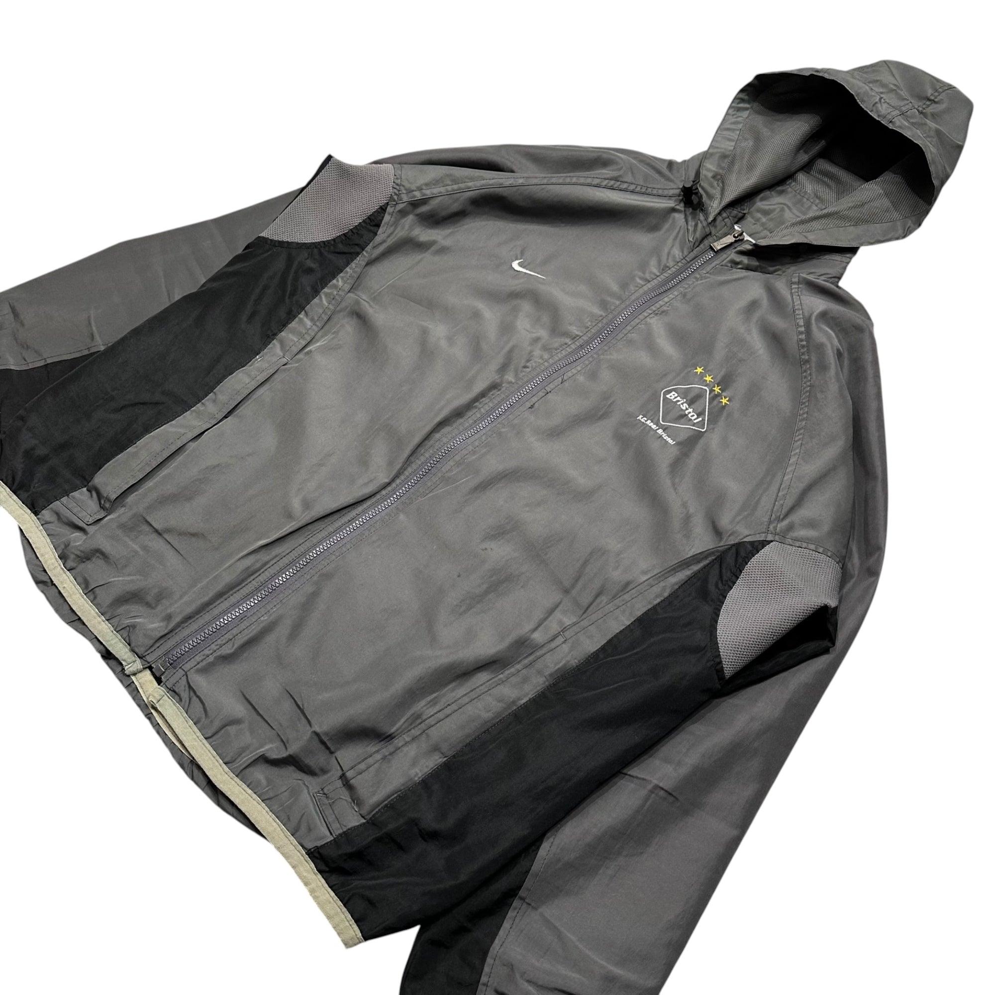 F.C.R.B. (エフシーレアルブリストル) 2000 AW Nylon Hooded Jacket ナイロン フーデッド ジャケット パーカー F0 KIS M カーキ×ブラック