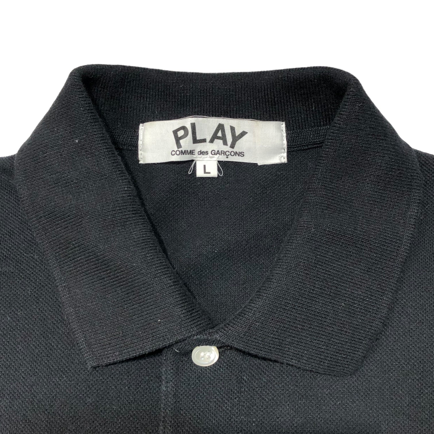 PLAY COMME des GARCONS(プレイコムデギャルソン) heart patch polo shirt ハートワッペン ポロシャツ AZ-T005 L ブラック×レッド AD2017/2