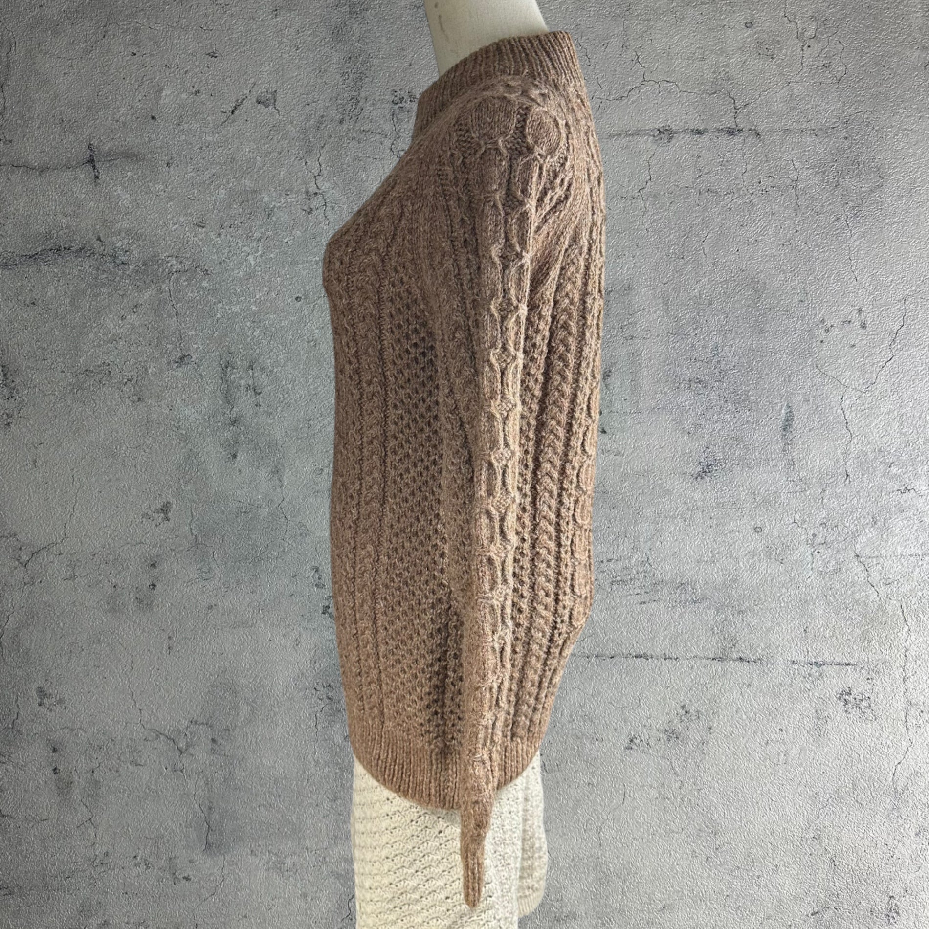 VINTAGE(ヴィンテージ) 90's~ cable knit ケーブル編みニット Mサイズ程度 ブラウン