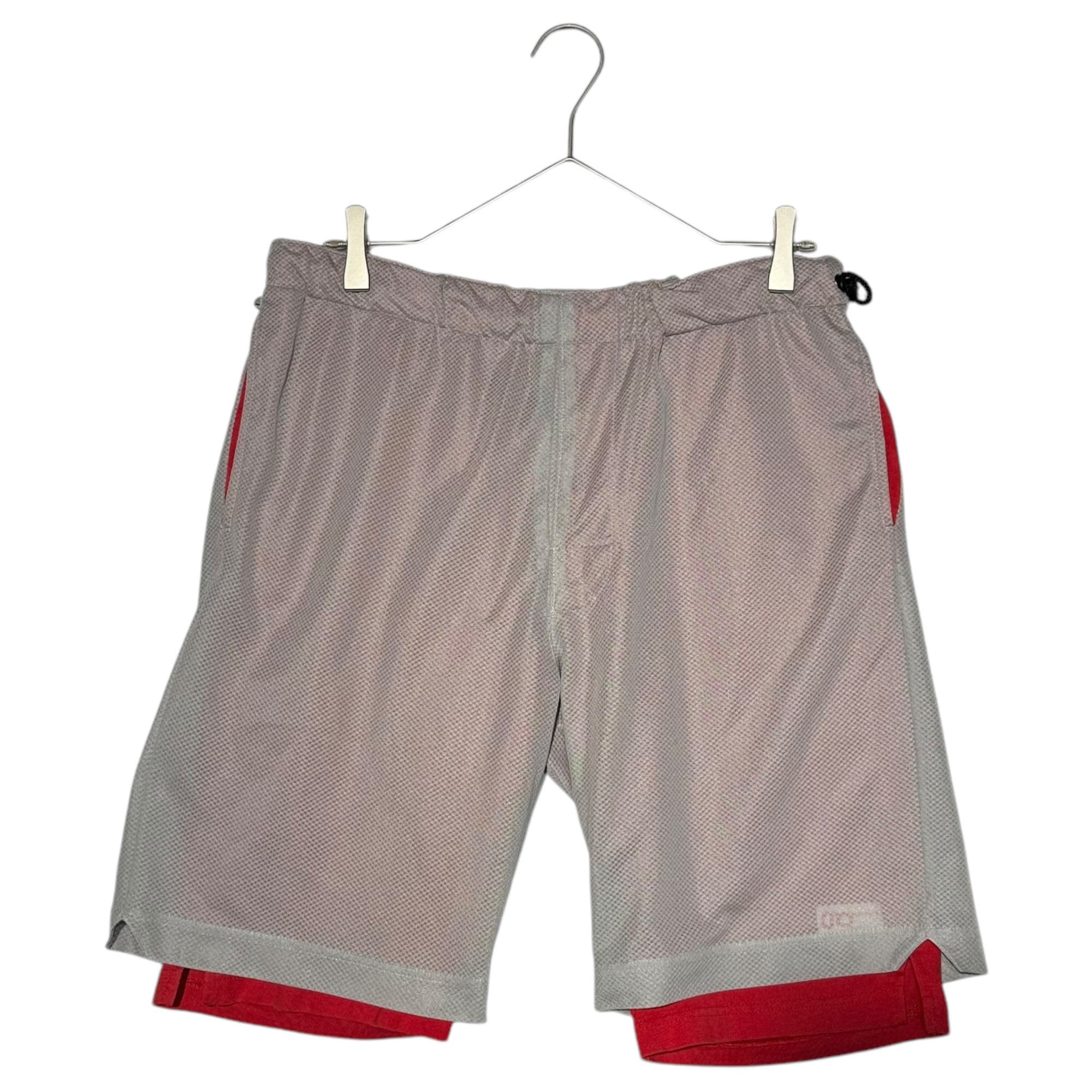 GOODENOUGH(グッドイナフ) 90's Mesh Layered Half Pants 90年代 メッシュ レイヤード ハーフ パンツ グレー×レッド