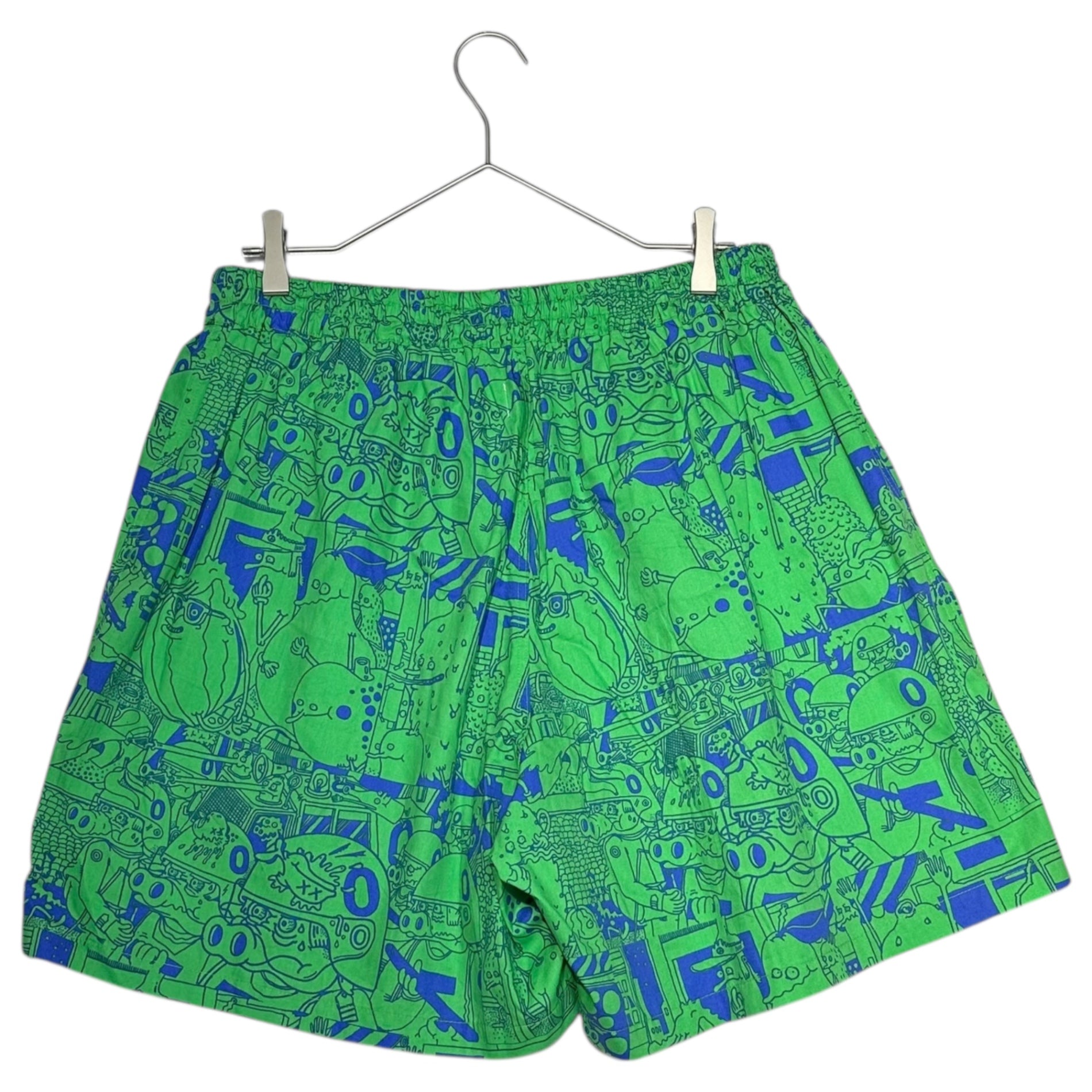 eye JUNYA WATANABE MAN(アイジュンヤワタナベマン) 24SS LOUSY LIVIN GRAPHICS SHORTS 綿 ブロード プリント グラフィック ショーツ ハーフパンツ WM-P918 XL グリーン×ブルー AD2023