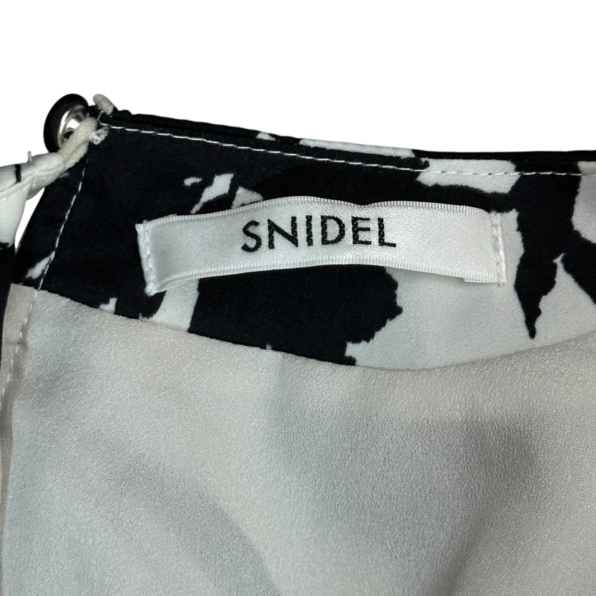 snidel(スナイデル) ビッグカラー プリント ワンピース SWFO224076 0(XS程度) ブラック×ホワイト