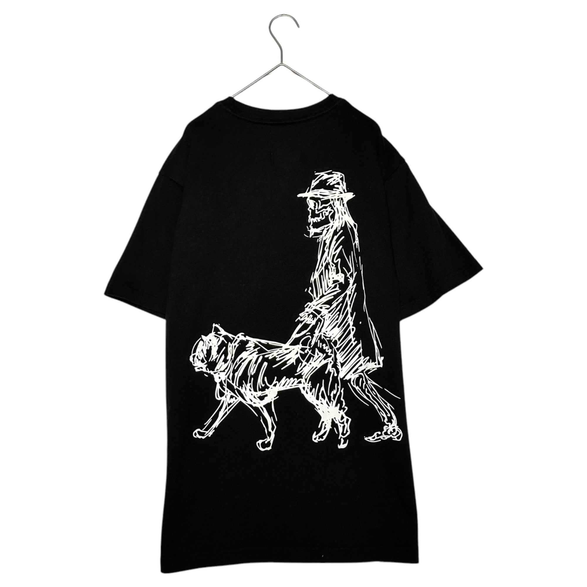 YOHJI YAMAMOTO POUR HOMME×NEW ERA(ヨウジヤマモトプールオム×ニューエラ) 20SS SS COTTON TEE YY D ロゴ 刺繍 バック グラフィック プリント Tシャツ HN-T98-082 4 ブラック