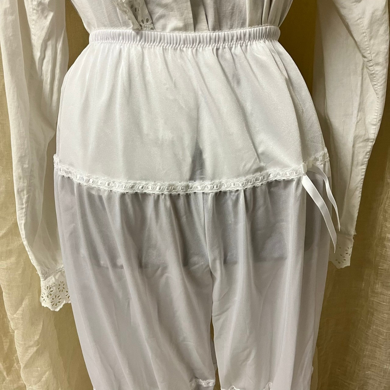 VINTAGE(ヴィンテージ) white drawers pants with lace レース付きドロワーズパンツ Mサイズ ホワイト