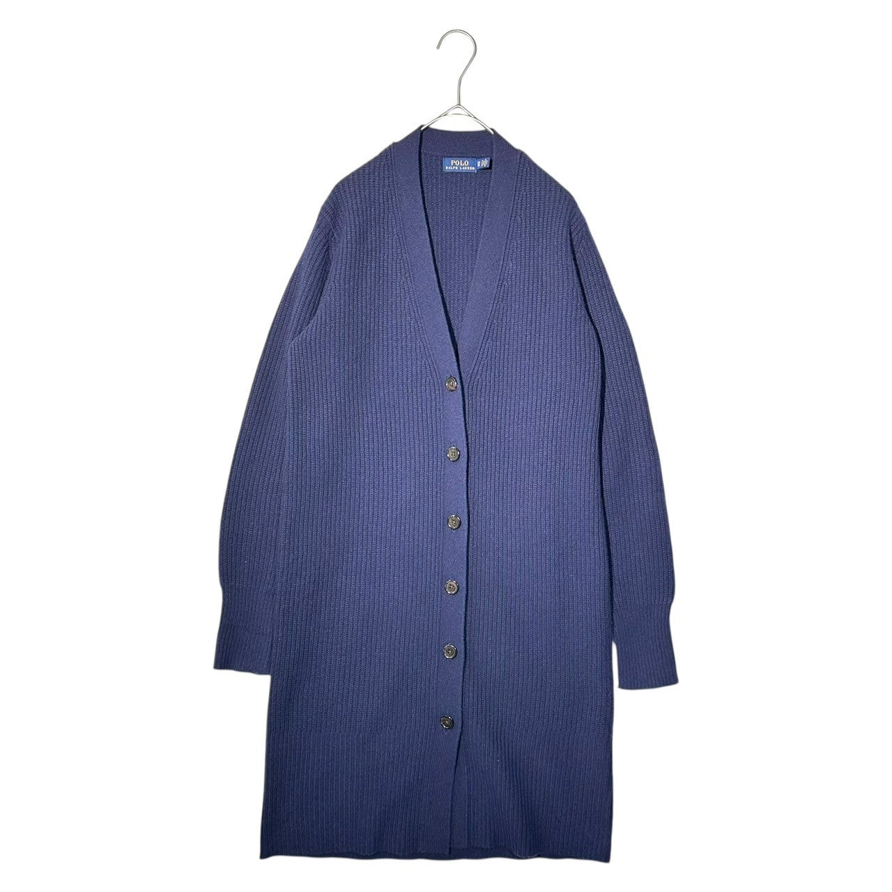 POLO RALPH LAUREN(ポロラルフローレン) Cashmere wool rib-knit long cardigan カシミア ウール リブ ニット ロング カーディガン XS ネイビー