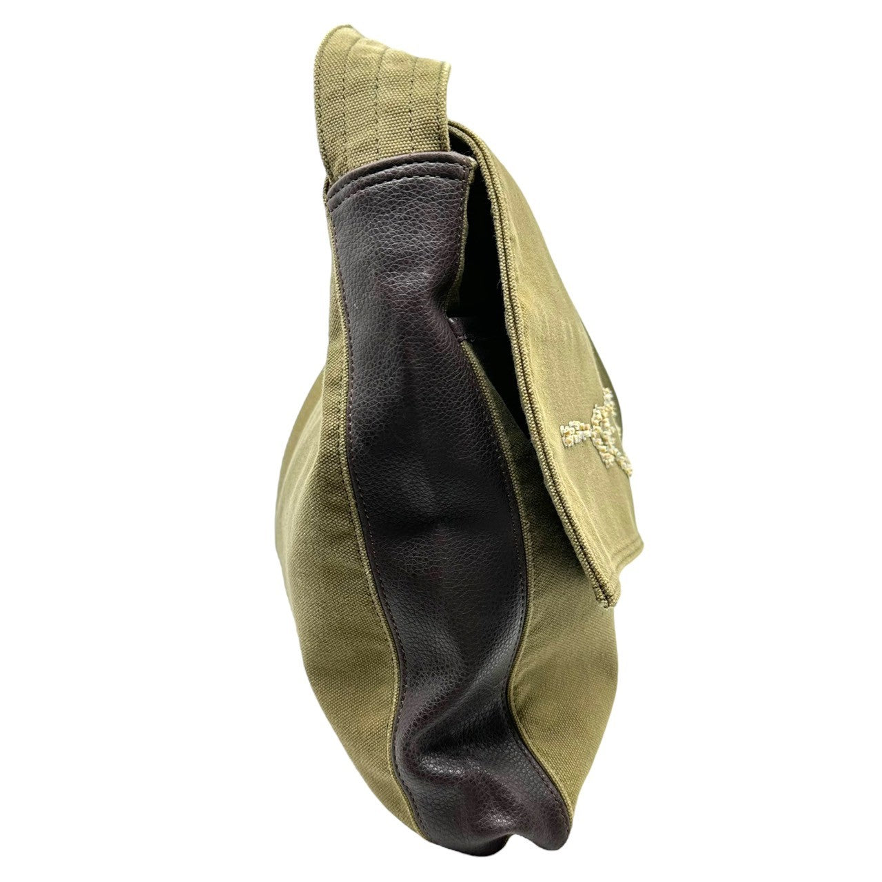 HAI SPORTING GEAR ISSEY MIYAKE(ハイスポルティングギア イッセイミヤケ) 80~90's Canvas shoulder bag with sequin embellishment スパンコール装飾 キャンバス ショルダーバッグ カーキ