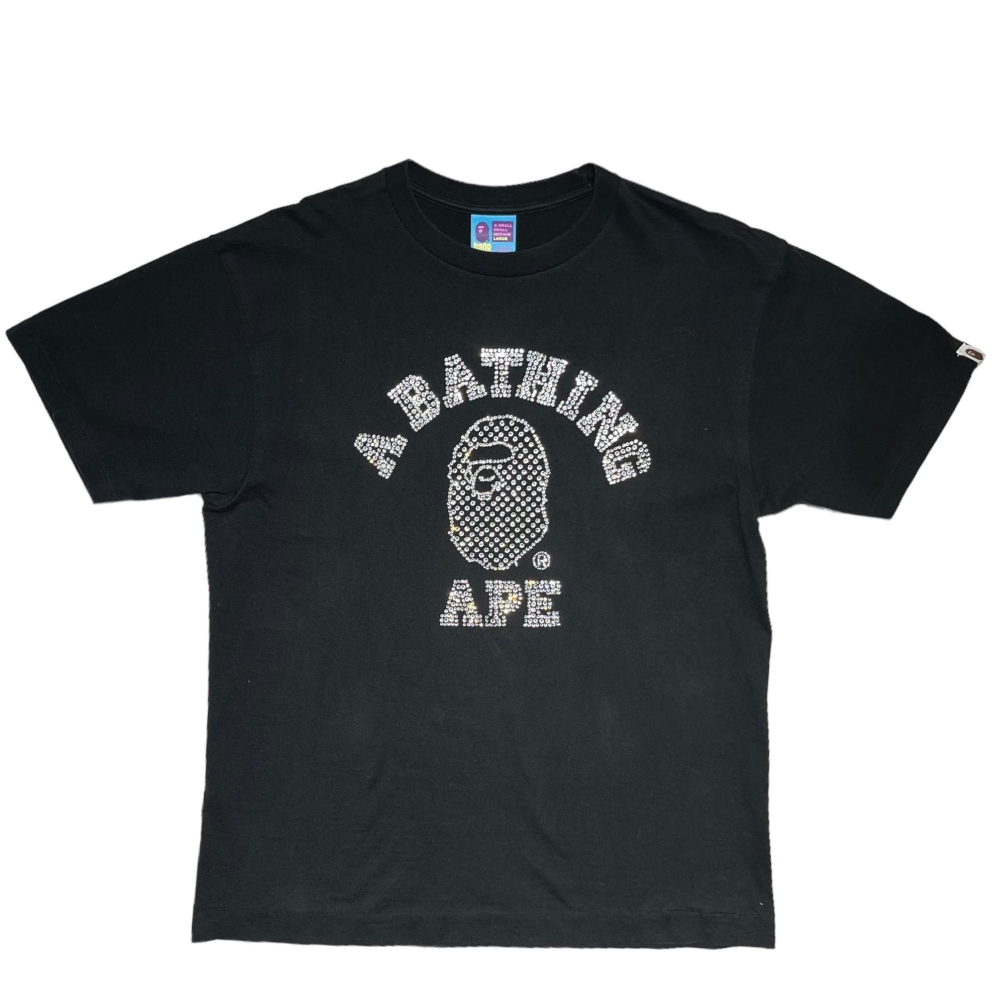 A BATHING APE(アベイシングエイプ) 00's All lightstone Monkey Logo T-Shirt ライトストーン モンキー ロゴ Tシャツ L ブラック Y2K