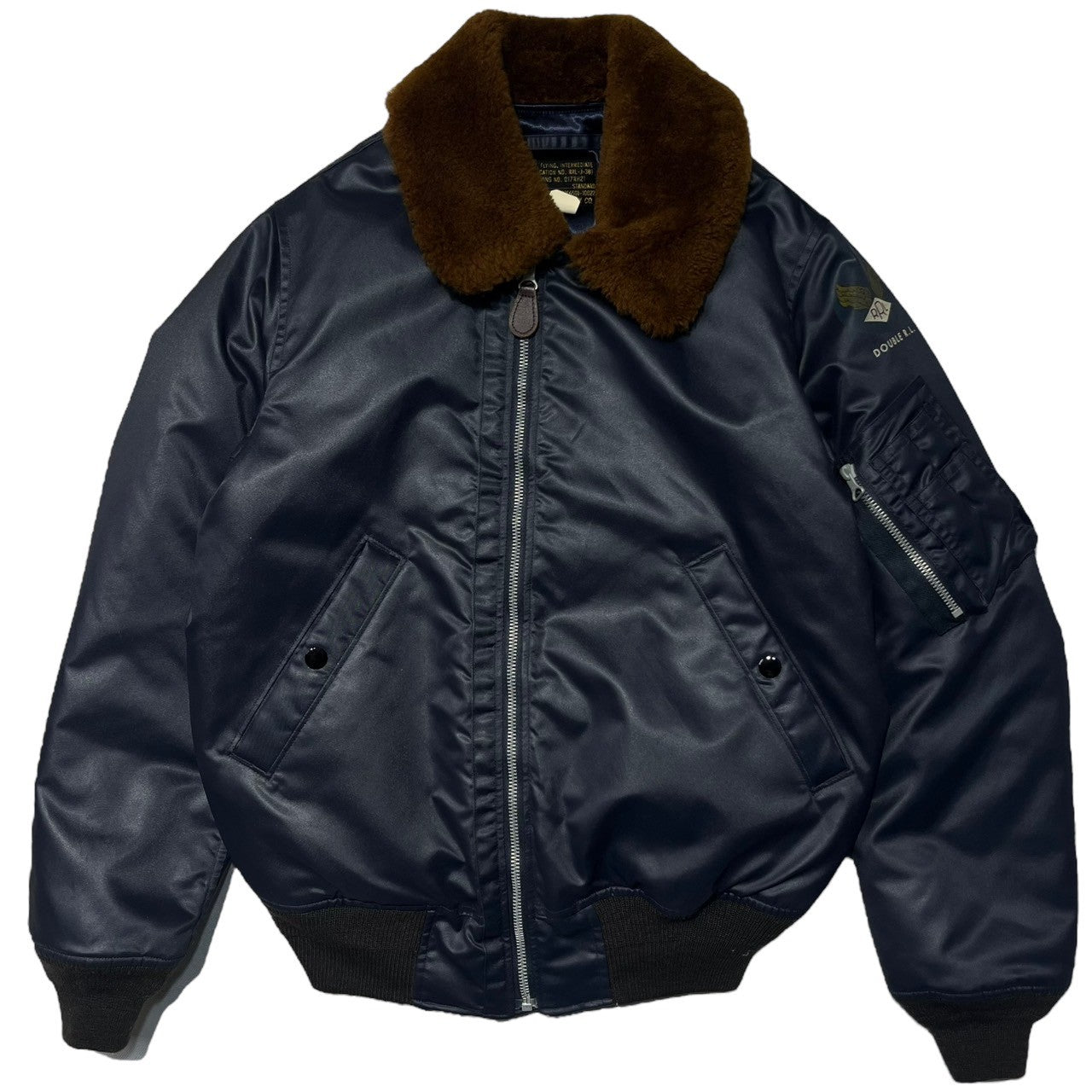 RRL(ダブルアールエル) B-15C flight jacket フライトジャケット RRL-J-381 XS ネイビー×ブラウン