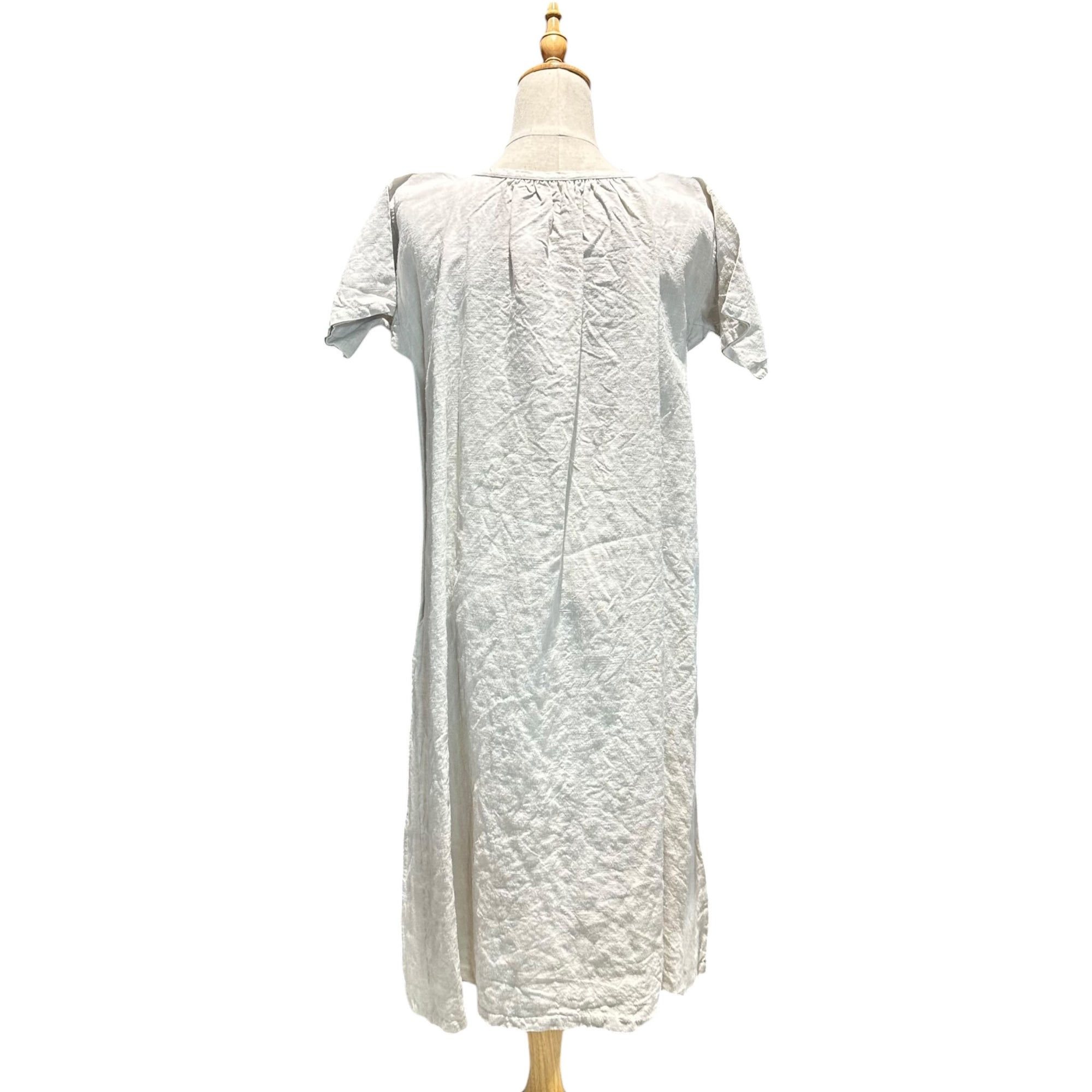 Euro antique(ヨーロッパアンティーク) 00's~ 「FB」_red name stich victoria cotton short sleeve onepiece ネーム刺繡入りヴィクトリアンコットン半袖ワンピース 表記無し(M~L程度) ベージュ / 染み有