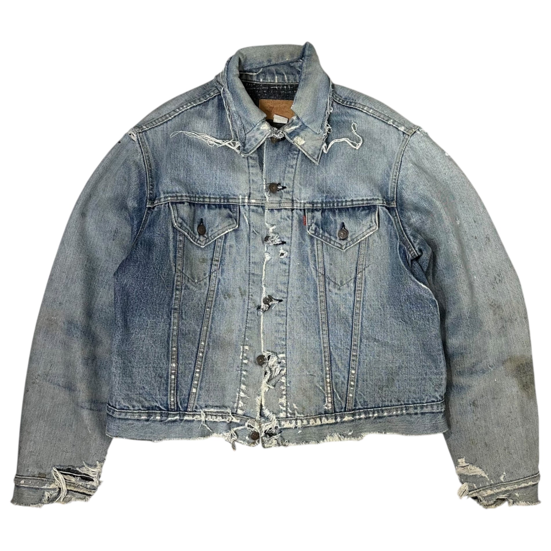 Levi's(リーバイス) 70's 「BORO」 70505 Hard Damaged Lined Blanket Denim Jacket 70年代 ボロ ハードダメージ 裏地 ブランケット デニム ジャケット L~XL程度 ライトインディゴ