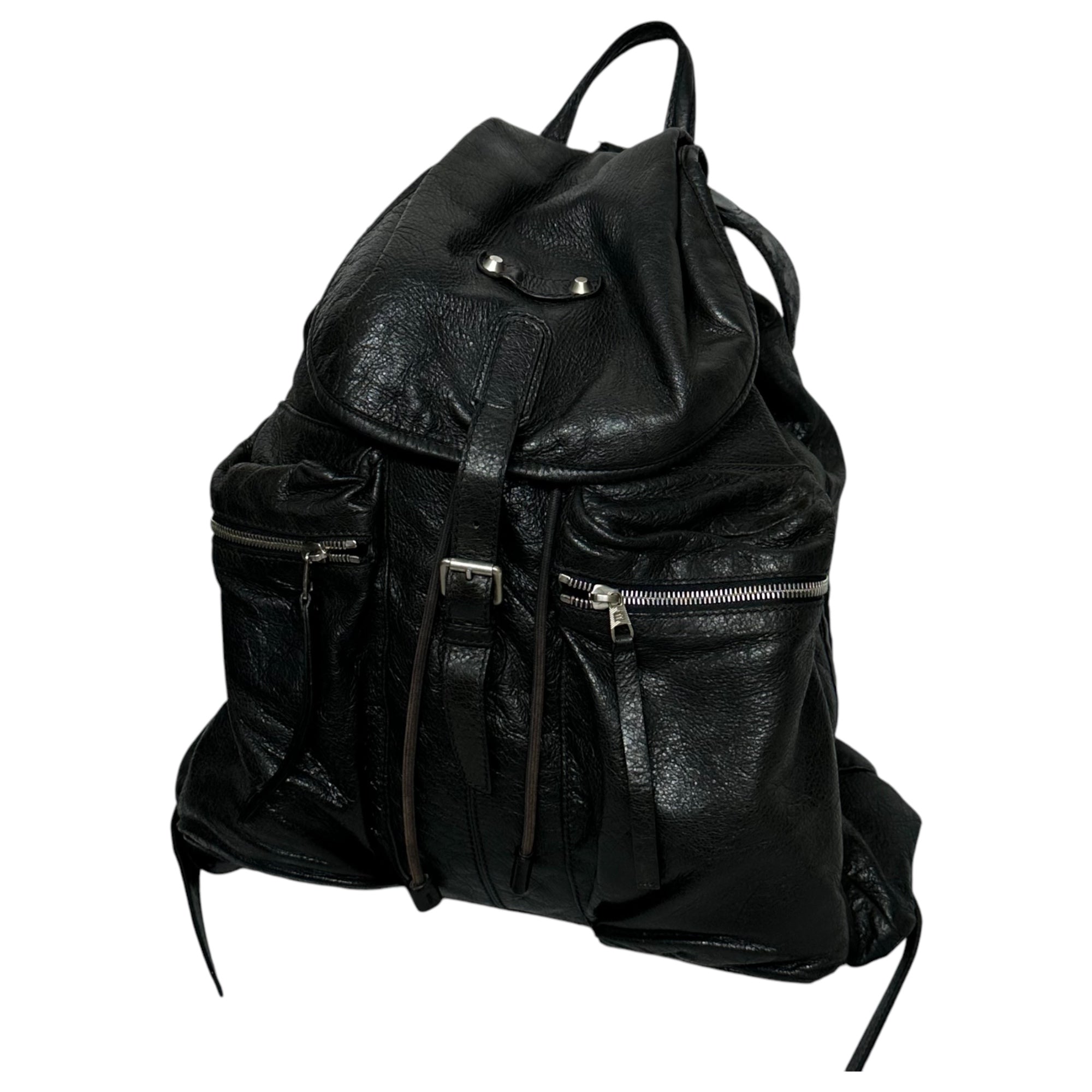 BALENCIAGA(バレンシアガ) W pocket lamb leather backpack Wポケット ラム レザー バックパック 326404・1000 1・002123 ブラック クラシック デイパック