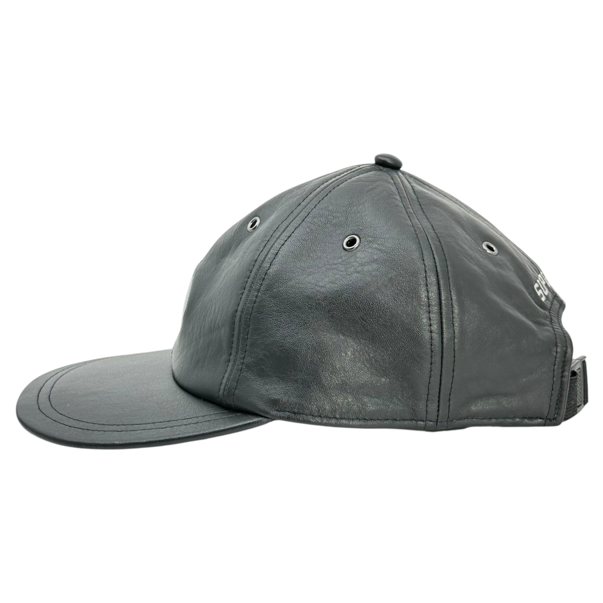 SUPREME×THE NORTH FACE(シュプリーム×ノースフェイス) 18AW Leather 6-Panel Cap レザー 6パネル キャップ NF0A3FG9 ONE ブラック 帽子 本革 コラボ 18FW