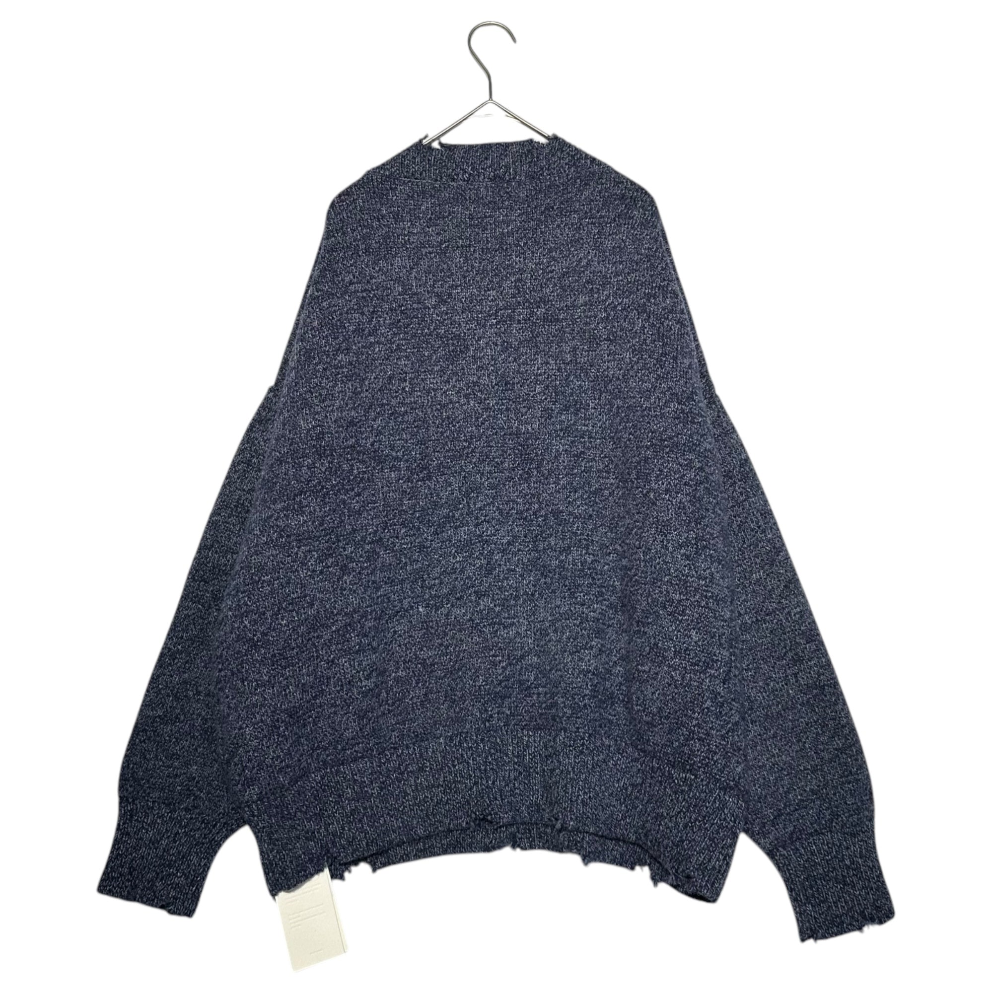 UNUSED(アンユーズド) 22AW DAMAGE 5G WOOL KNIT ダメージ加工 ウール ニット US2254 1(S程度) ネイビー デストロイ セーター ボートネック