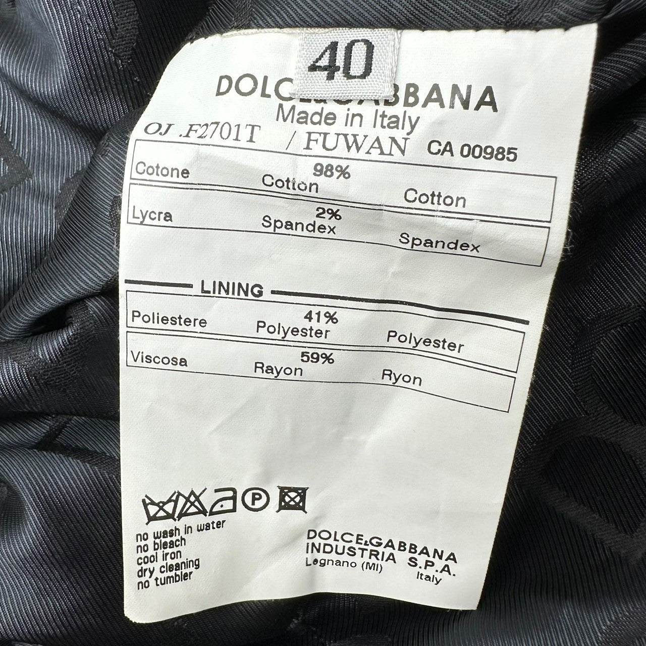 DOLCE&GABBANA(ドルチェ&ガッバーナドルガバ) Cotton velour jacket with metal walnut buttons コットン ベロア 金属胡桃ボタン ジャケット F2701T/FUWAN 40(L程度) ブラック