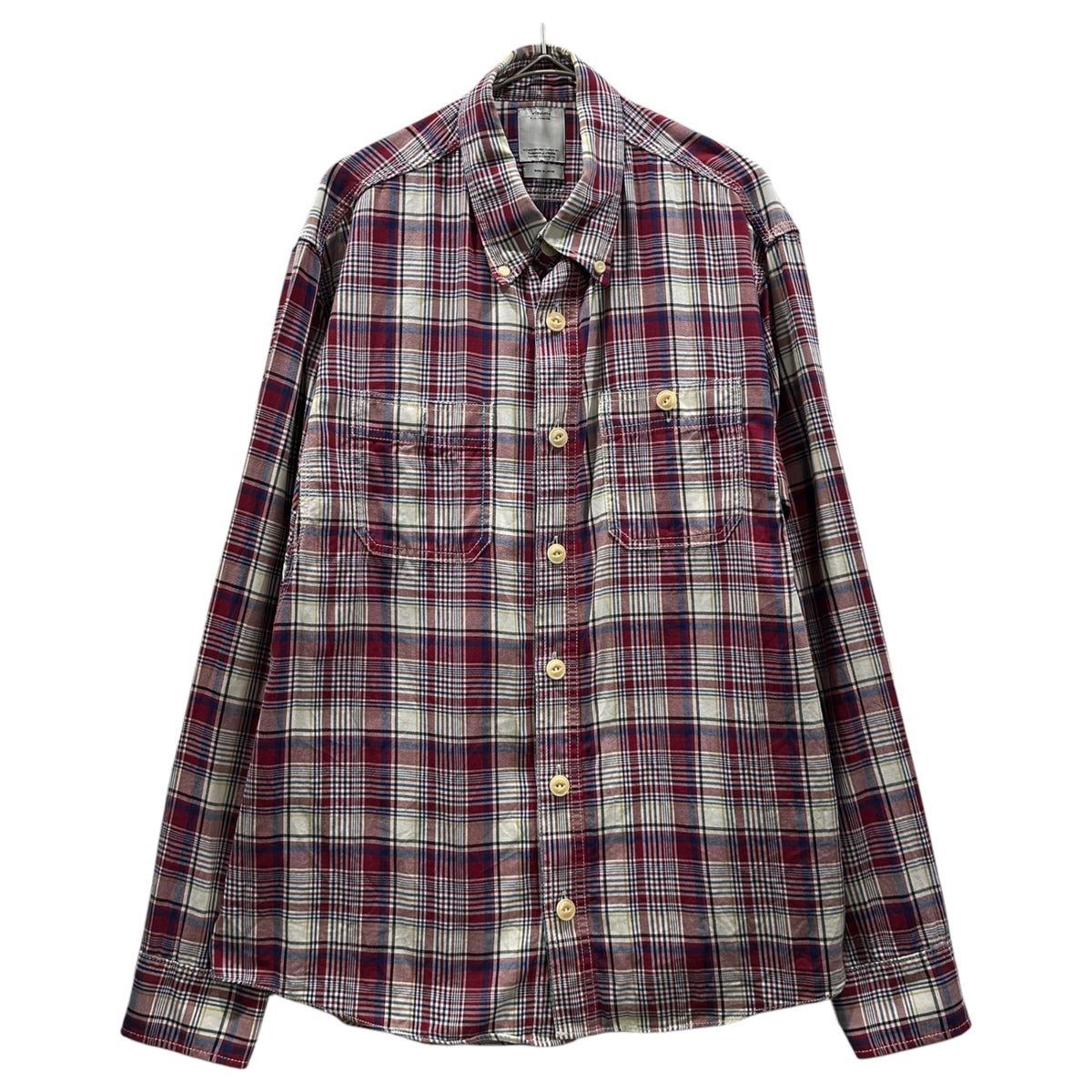 VISVIM(ビズビム/ヴィズヴィム) Plaid Button-Down Shirt チェック ボタン ダウン シャツ VS0001535 S レッド