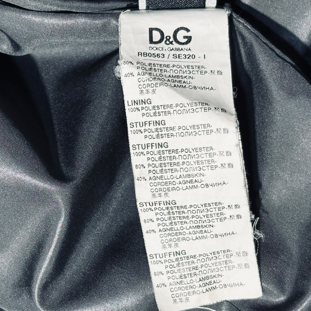 D&G(ディー&ジードルガバドルチェ&ガッバーナ) Lambskin switching padding hooded jacket ラムスキン 切替 中綿 フーデッド ジャケット レザー RB0563/SE320 44 ネイビー