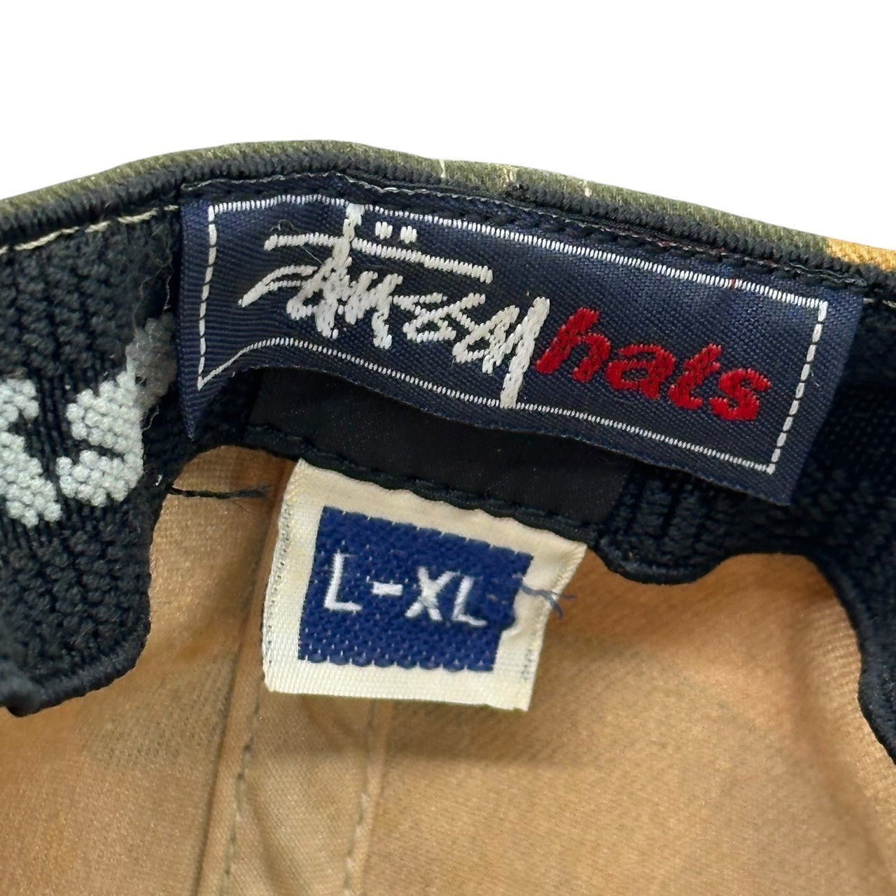 STUSSY(ステューシー) 90's Camouflage Cap 90年代 カモフラ キャップ L-XL ベージュ×カーキ×オレンジ STUSSY hats 90年代~