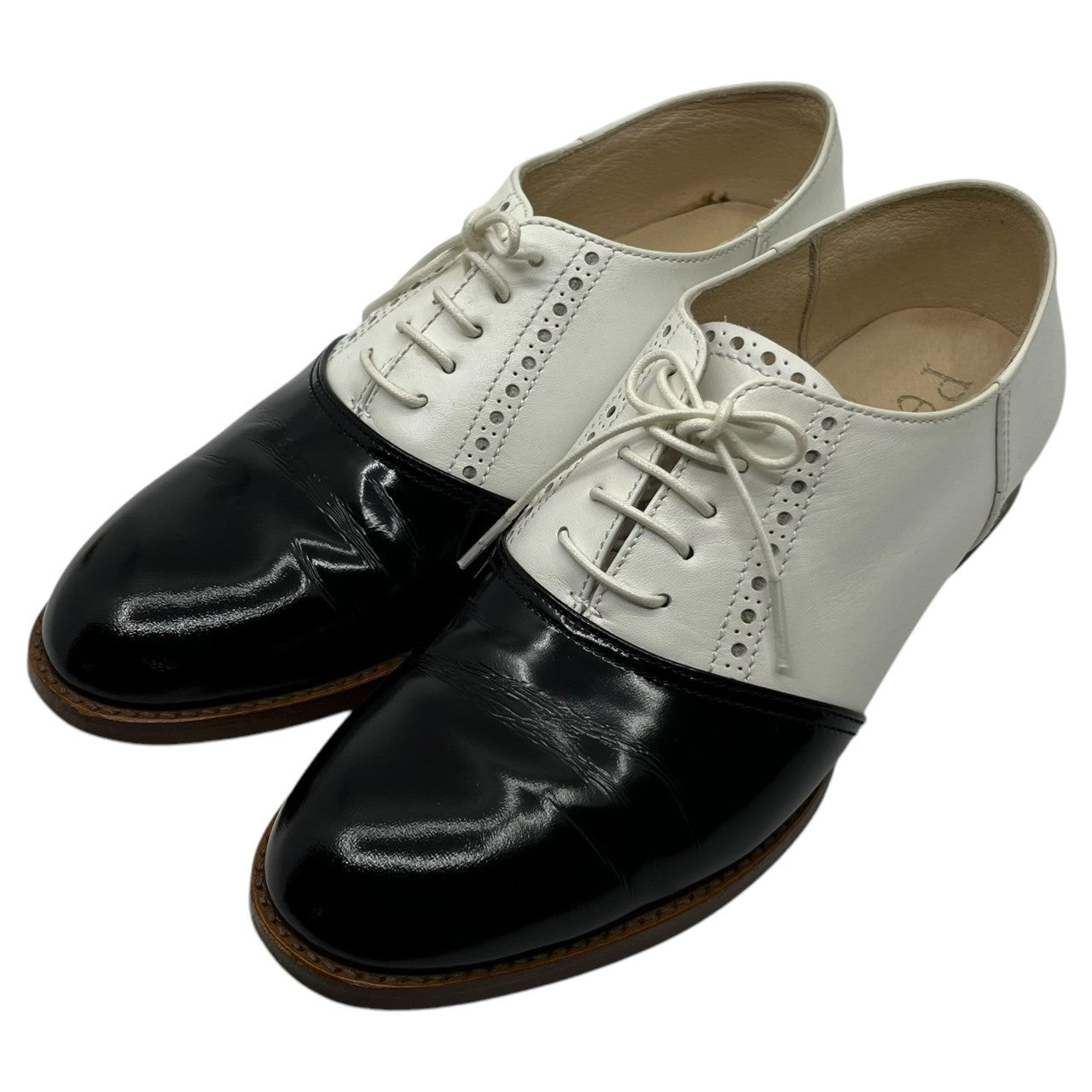 Pelleterno(ペレテルノ) bicolor lace-up shoes バイカラー レースアップ シューズ 39(24.5cm程度) ホワイト×ブラック