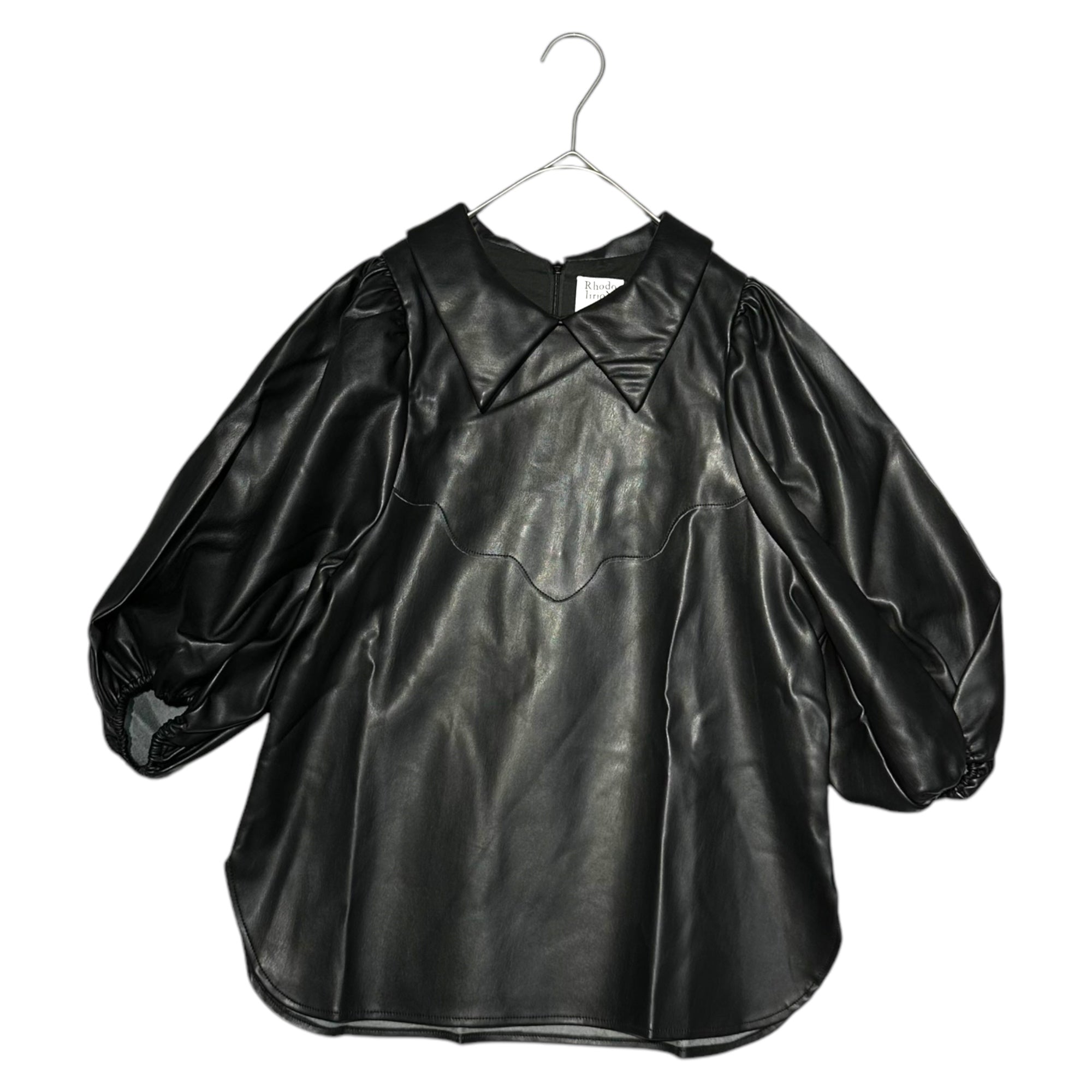 RhodolirioN(ロドリリオン) 22AW Puff Sleeve Shirt - Synthetic Leather パフスリーブ シャツ ブラウス シンセティック レザー LN868 1 ブラック