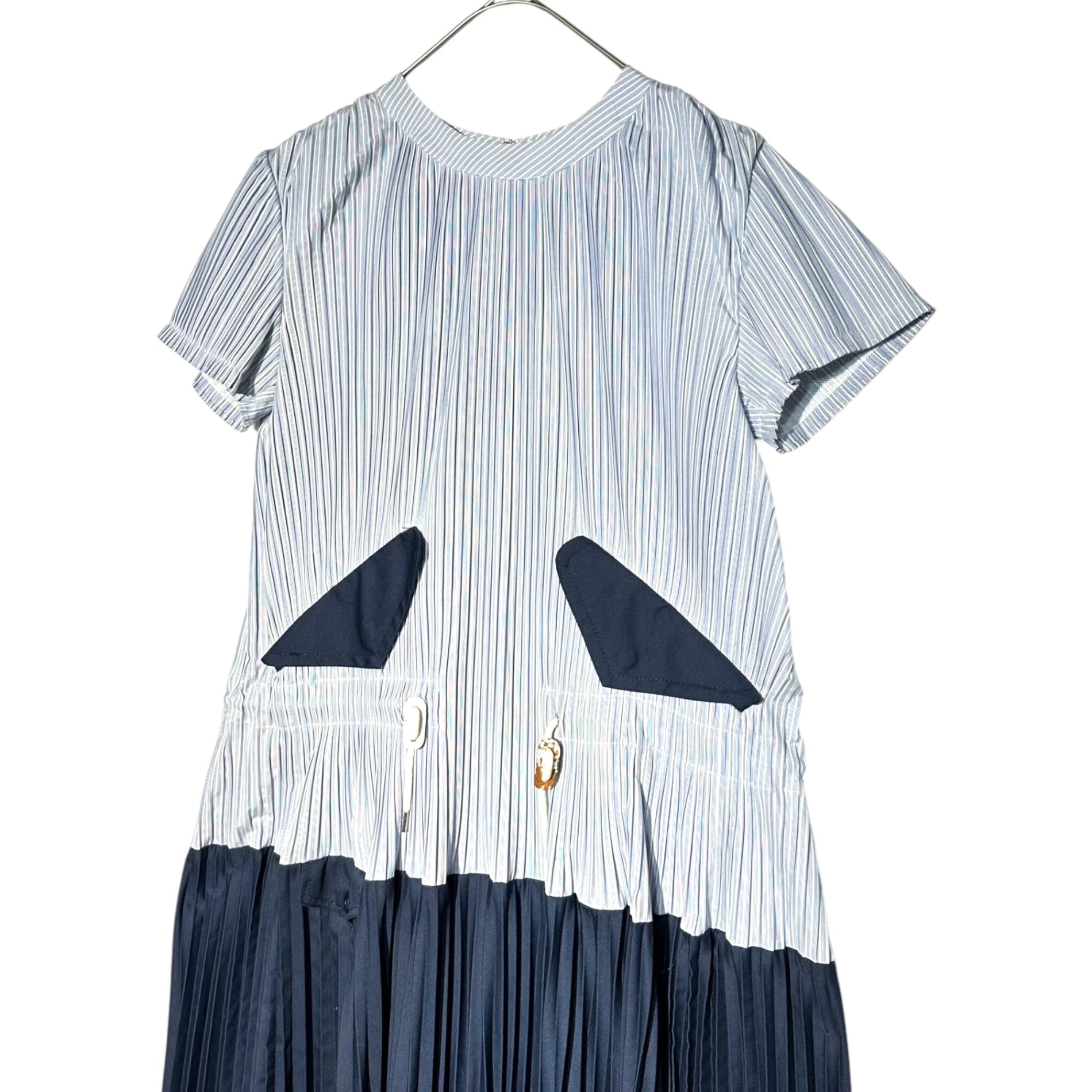 sacai(サカイ) 17SSドッキングプリーツワンピース 17-03194 1(Sサイズ程度) ブルー