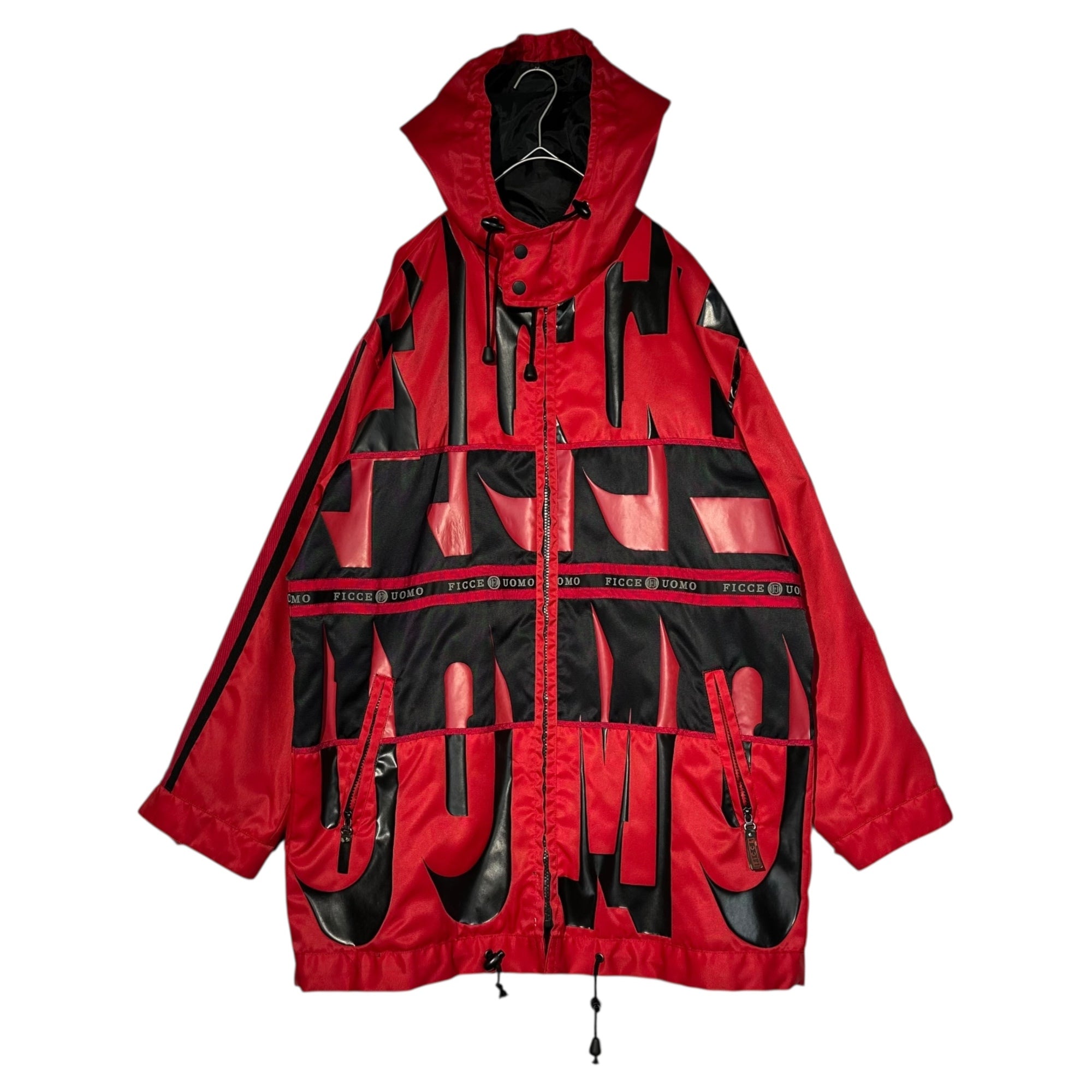 FICCE JEANS(フィッチェジーンズ) 00’s Nylon Racing Hooded Jacket ナイロン レーシング フーデッド ジャケット JRAV-07 表記無(FREE) ブラック×レッド Y2K マウンテンパーカー ドン小西ブランド