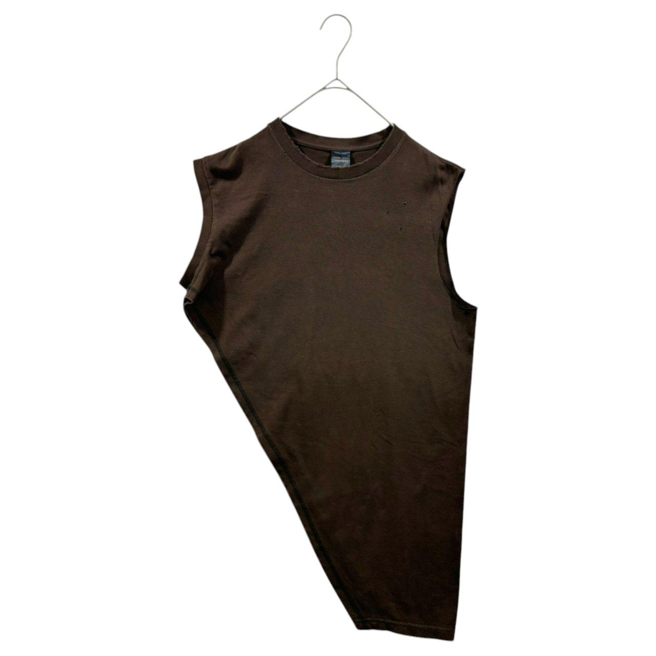 NUMBER (N)INE(ナンバーナイン) Night Crawler Distressed Asymmetrical Sleeveless T-Shirt ダメージ加工 アシンメトリー ノースリーブ Tシャツ 3(M) ブラウン 通称:エミリー期