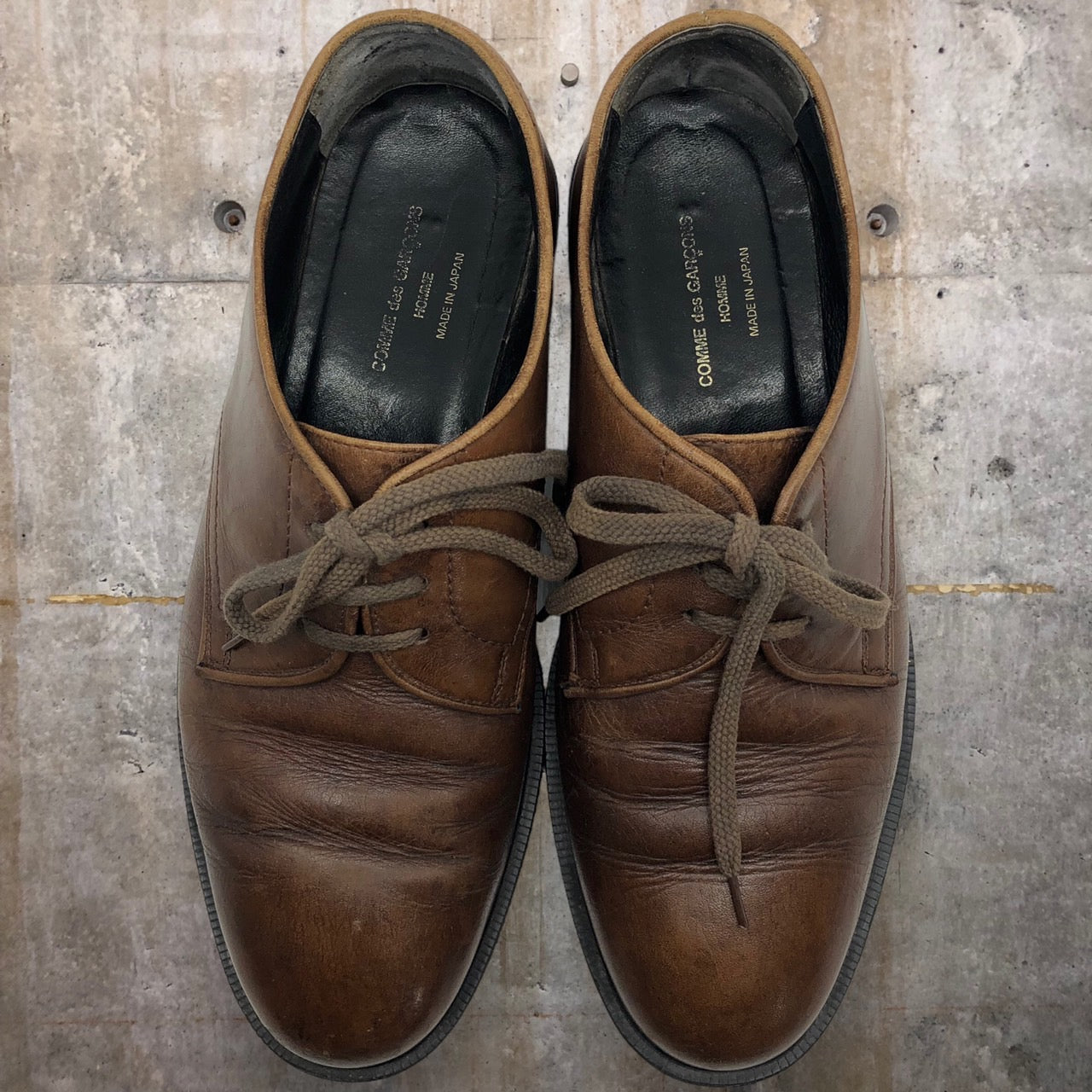 COMME des GARCONS HOMME(コムデギャルソンオム) 3ホールプレーントゥシューズ 24.5 ブラウン