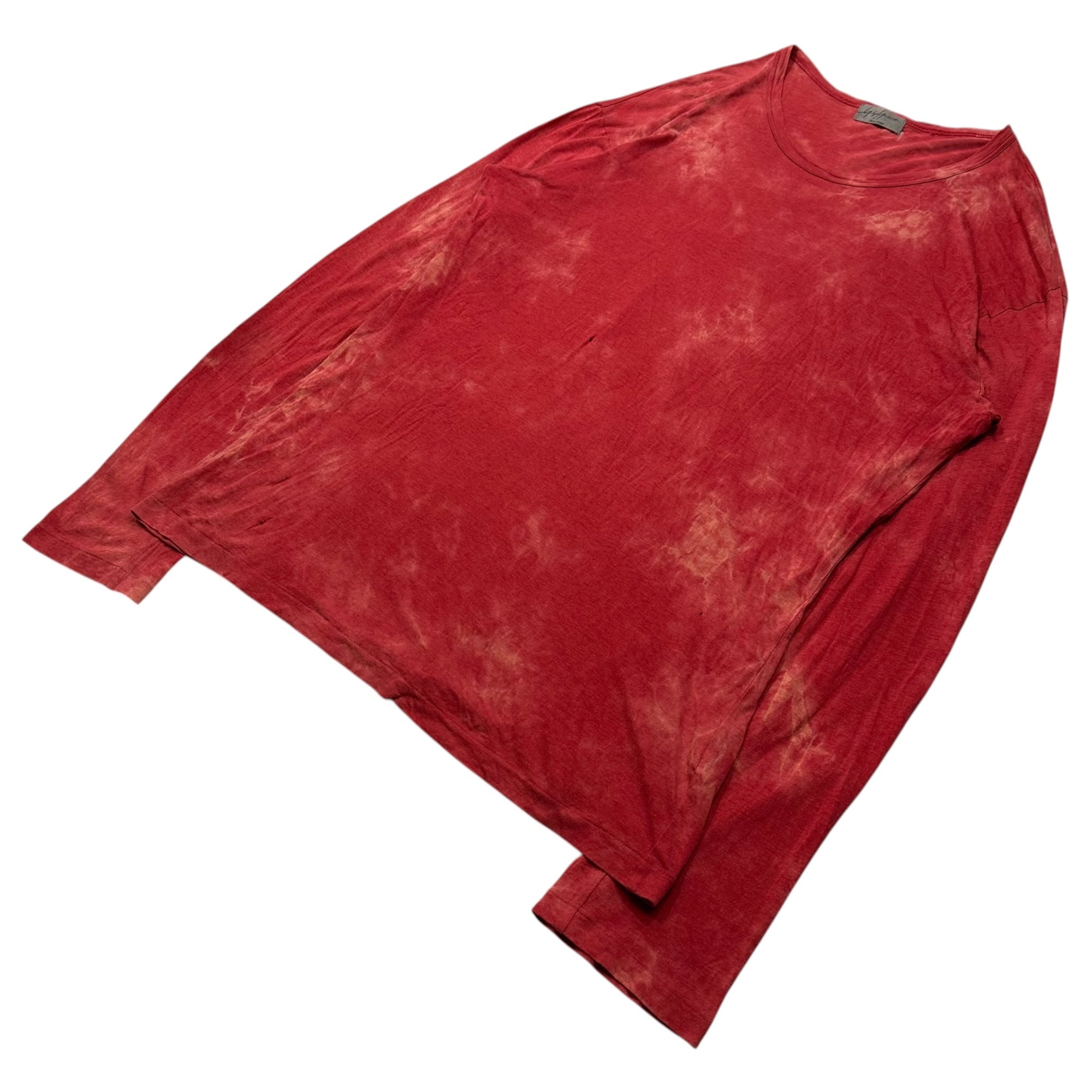 YOHJI YAMAMOTO POUR HOMME(ヨウジヤマモトプールオム) Tie-dye long-sleeved crew-neck cut and sewn タイダイ染め 長袖 クルーネック カットソー 品質表示タグが読み取れない為不明 3 レッド