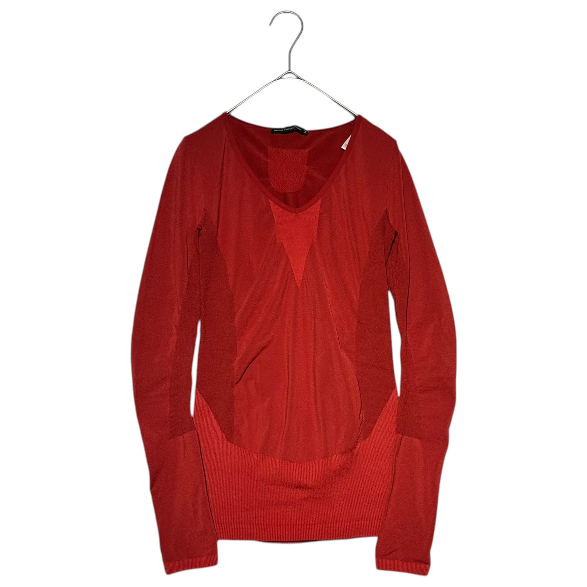 MARITHE FRANCOIS GIRBAUD(マリテフランソワジルボー) 00's Stretch long-sleeved cut and sewn ストレッチ 長袖 カットソー F7-6096 M レッド