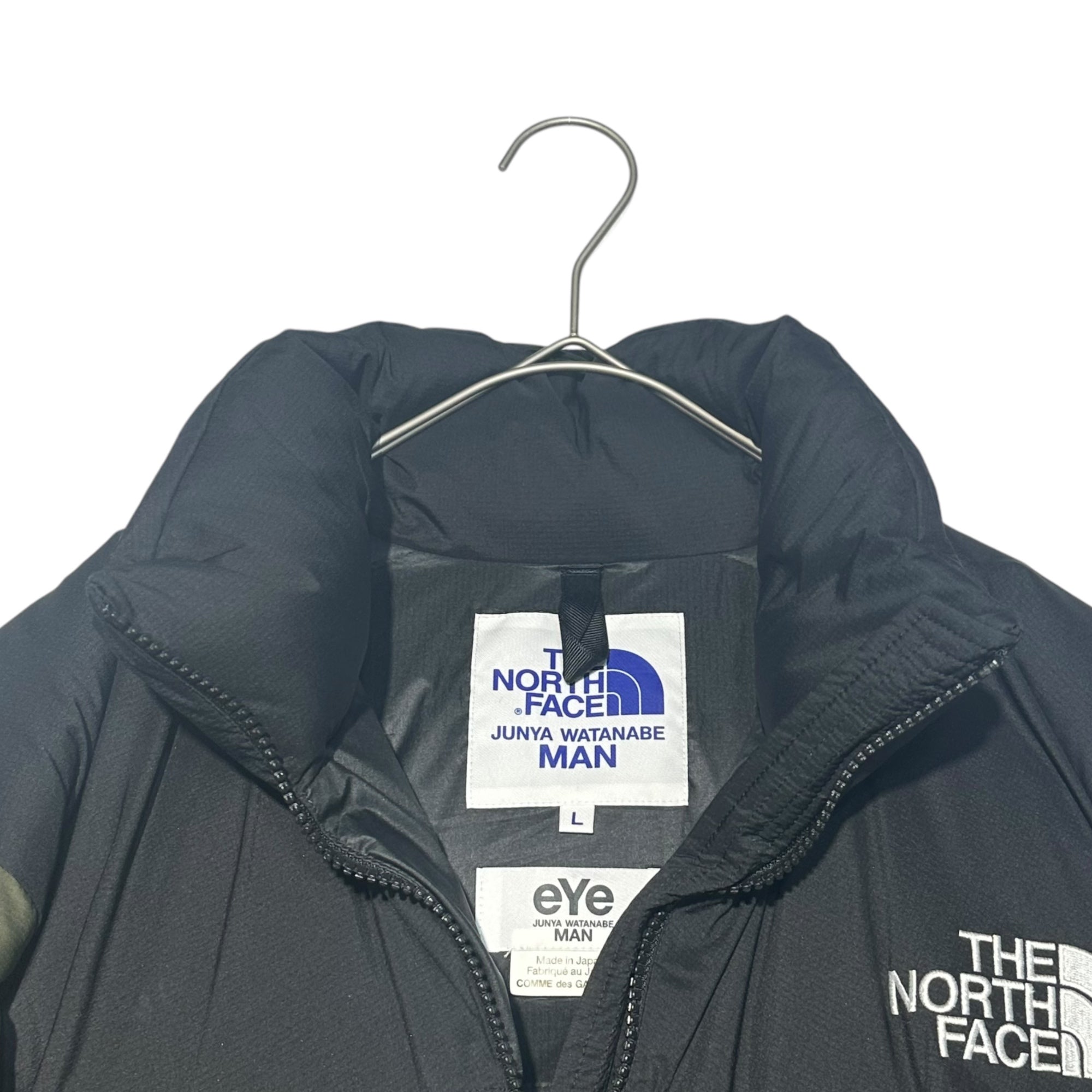 eye COMME des GARCONS JUNYA WATANABE MAN × THE NORTH FACE(アイコムデギャルソンジュンヤワタナベマン × ザノースフェイス) 22AW Nylon ripstop x ester ripstop x nylon tassa-NORTHFACE W name NUPTSE DOWN JACKET ナイロンリップストップ エステルリップストップ ナイロンタッサ ノースフェイス Wネーム ヌプシ ダウン ジャケット WJ-J914