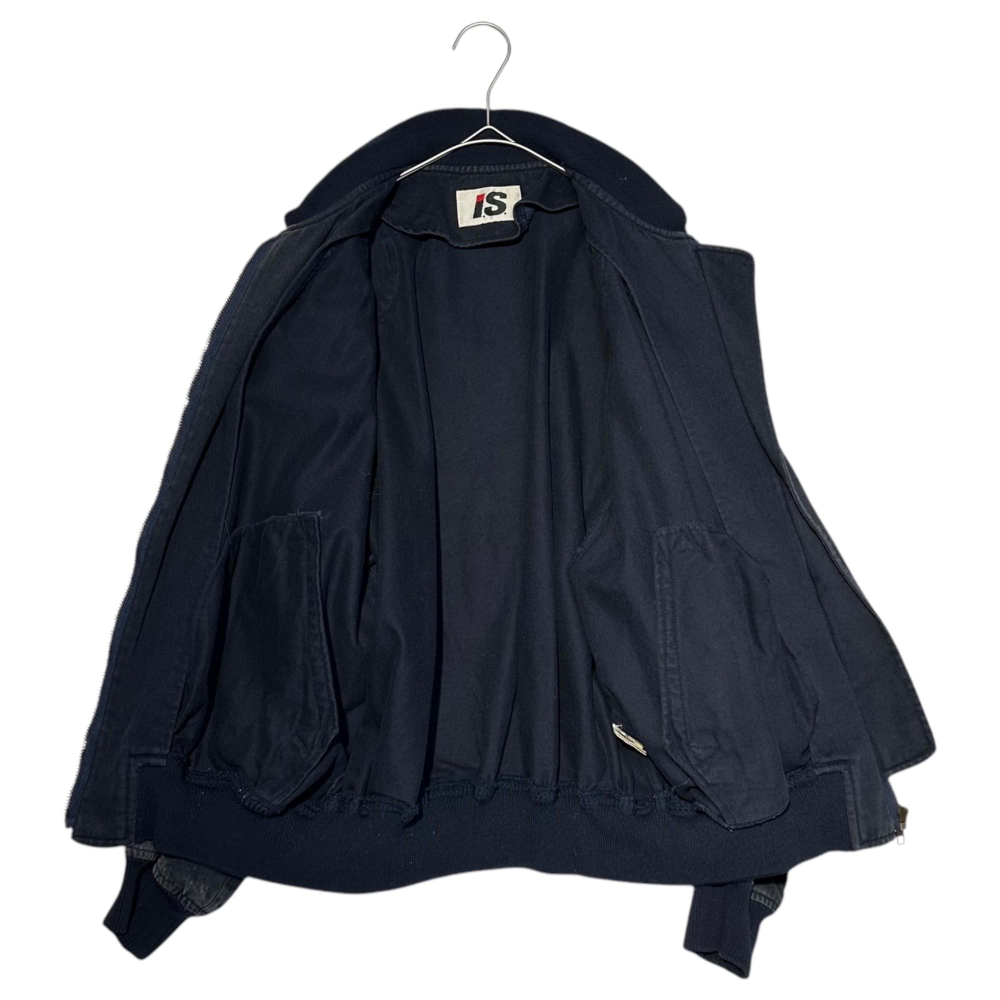 i.s. ISSEY MIYAKE(アイエス イッセイミヤケ) 80's Vintage bomber jacket designed by Tsumori Chisato 80年代 ツモリチサトデザイン ヴィンテージ ボンバー ジャケット RG33397 9(M程度) ネイビー モノクロロゴ 少数生産 稀少品 イッセイミヤケインターナショナル