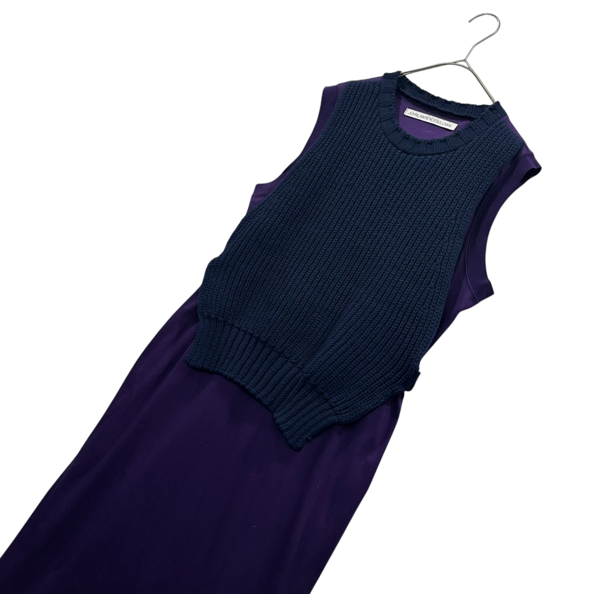 JOHN LAWRENCE SULLIVAN(ジョンローレンスサリバン) Knit Docking Sleeveless Dress ニット ドッキング ノースリーブ ワンピース 3C009-0518-58 FREE パープル
