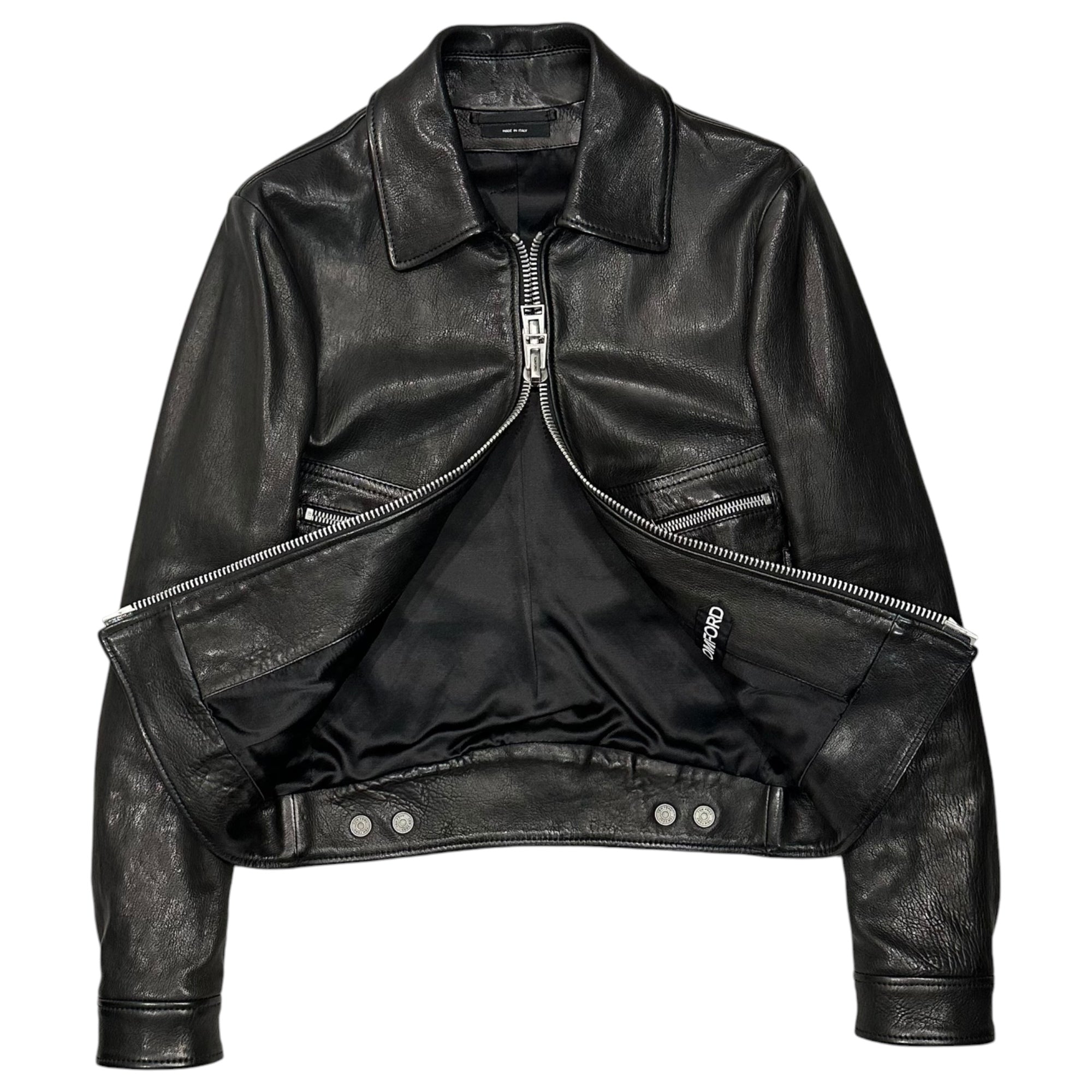 TOM FORD(トムフォード) Zip-Up Leather Jacket ジップアップ レザー ジャケット TFL467 44 ブラック