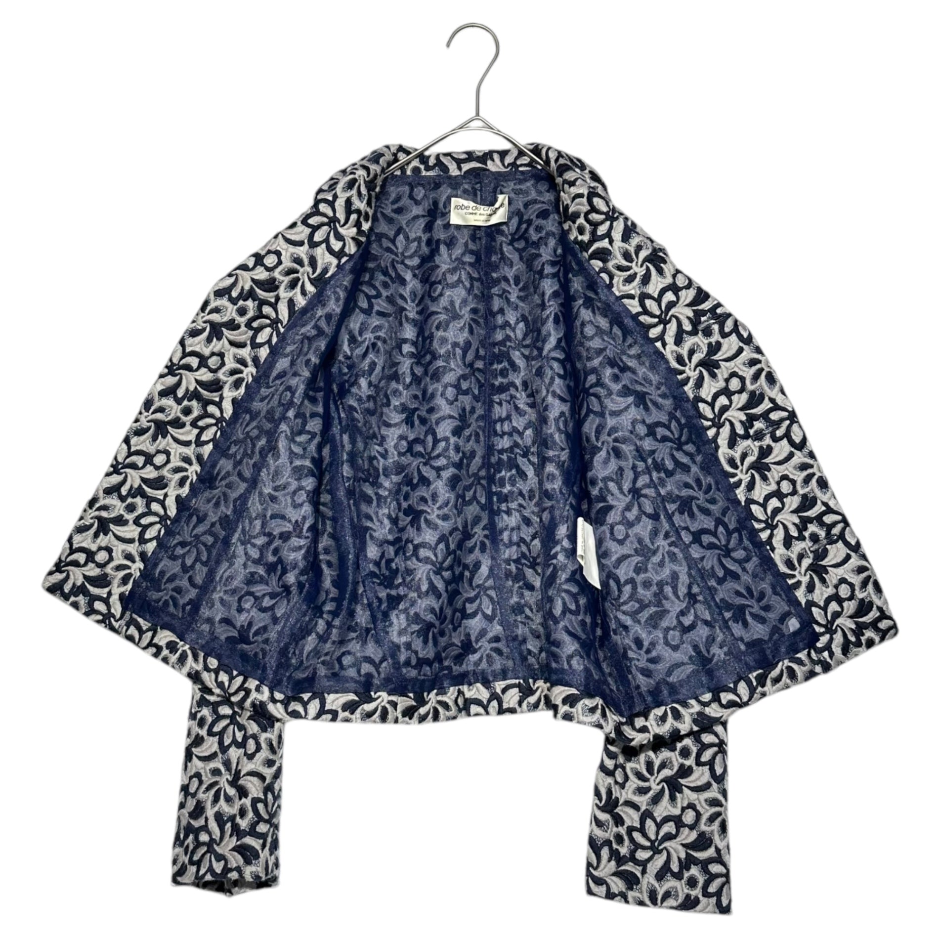 robe de chambre COMME des GARCONS(ローブドシャンブルコムデギャルソン) 90'sフラワーパターンショートジャケット/インナーオーガンジー/99AW/本人期/川久保玲 RJ-040100 SIZE FREE ネイビー AD1999