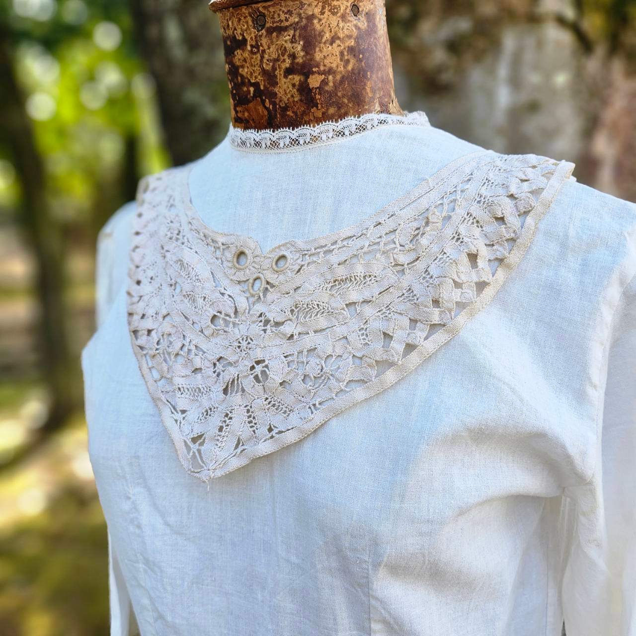 Euro vintage(ヨーロッパヴィンテージ) cotton neck collar コットンのつけ襟(被りタイプ) ベージュ(後染め)