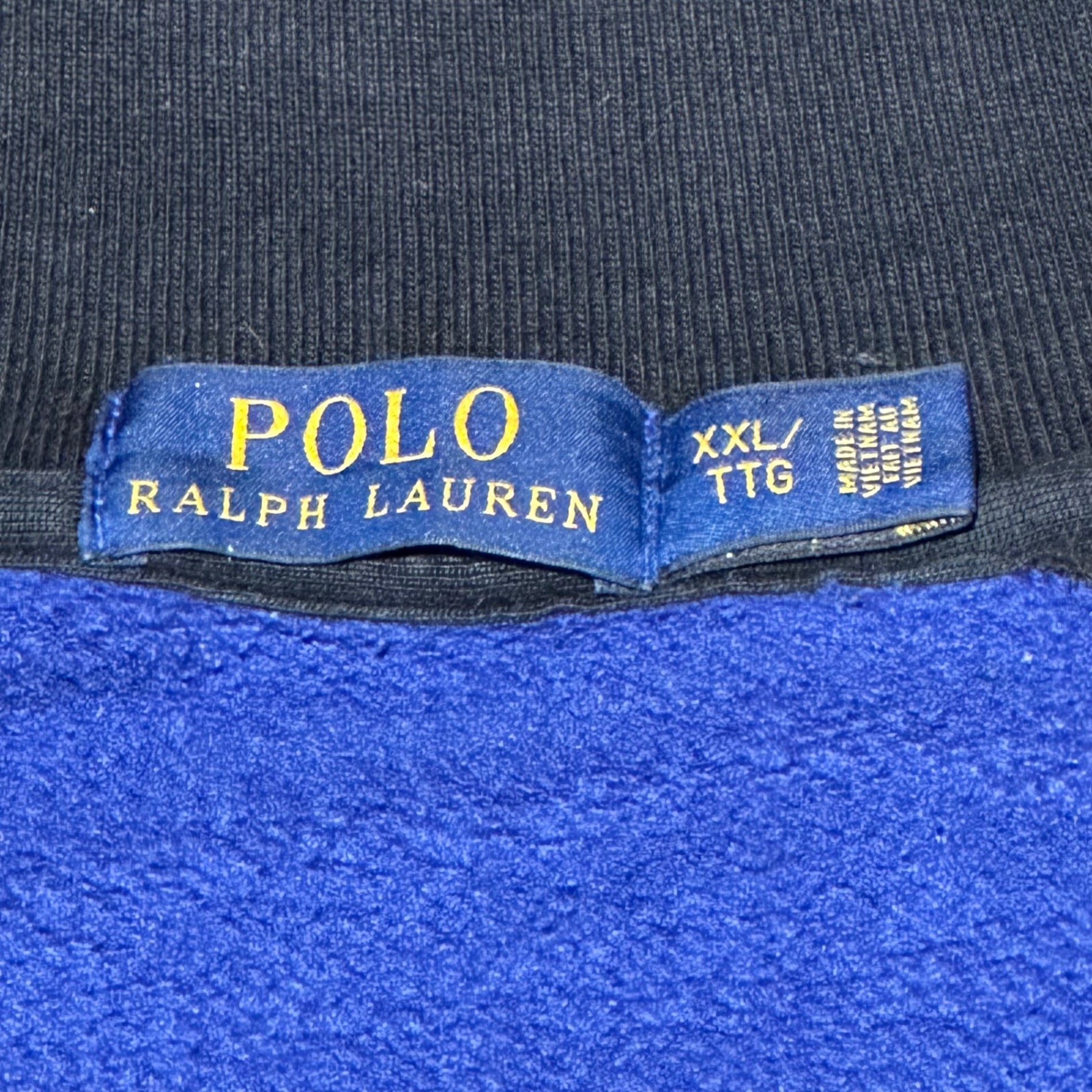 POLO RALPH LAUREN(ポロラルフローレン) Pony Embroidered Sweatshirt Stadium Jacket ポニー 刺繍 スウェット スタジャン XXL ネイビー×ブラック