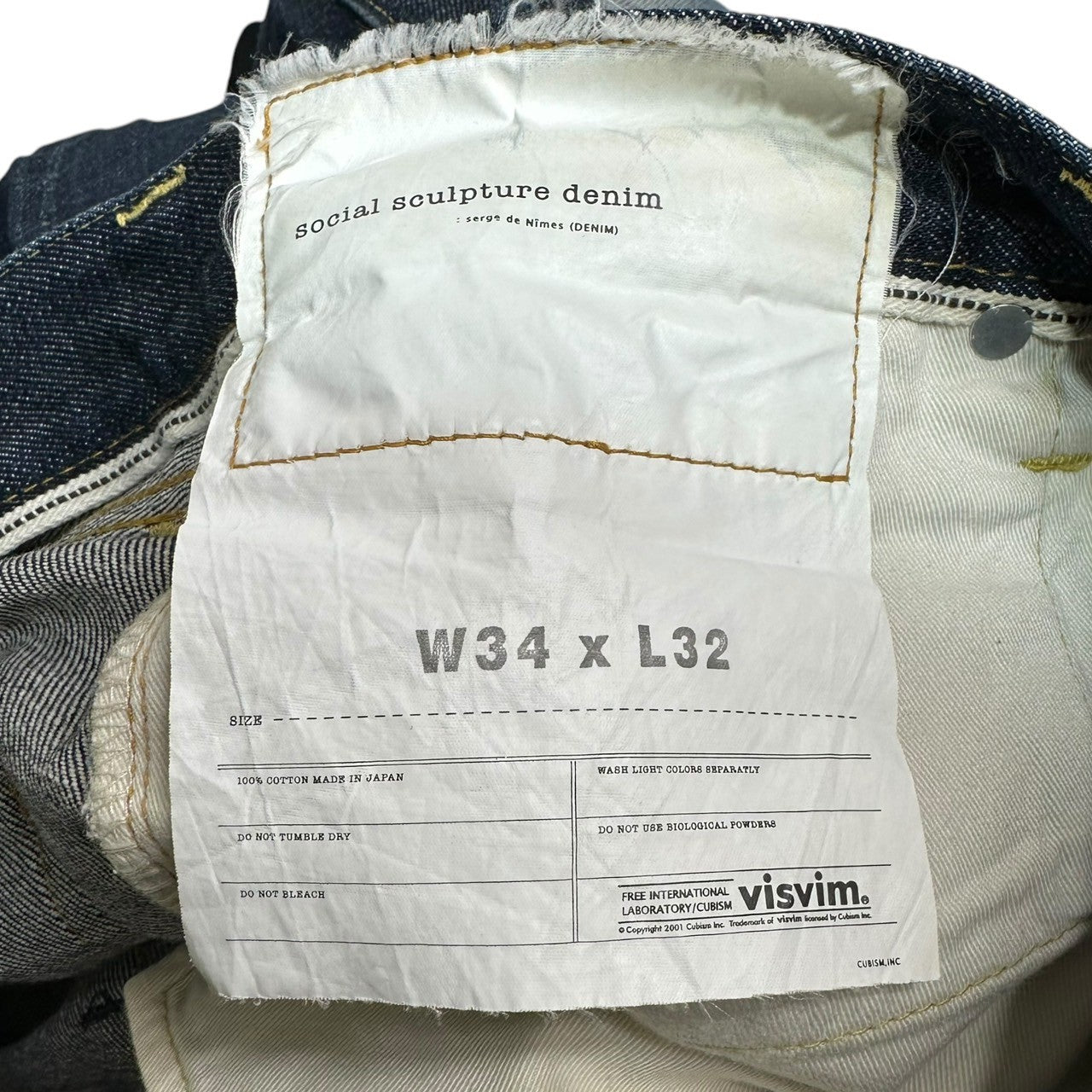 VISVIM(ビズビム/ヴィズヴィム) SOCIAL SCULPTURE 01 UNWASHED DENIM PANTS ソーシャル スカルプチャー ウォッシュド デニム パンツ 0112205005001 W34 × L32 インディゴ
