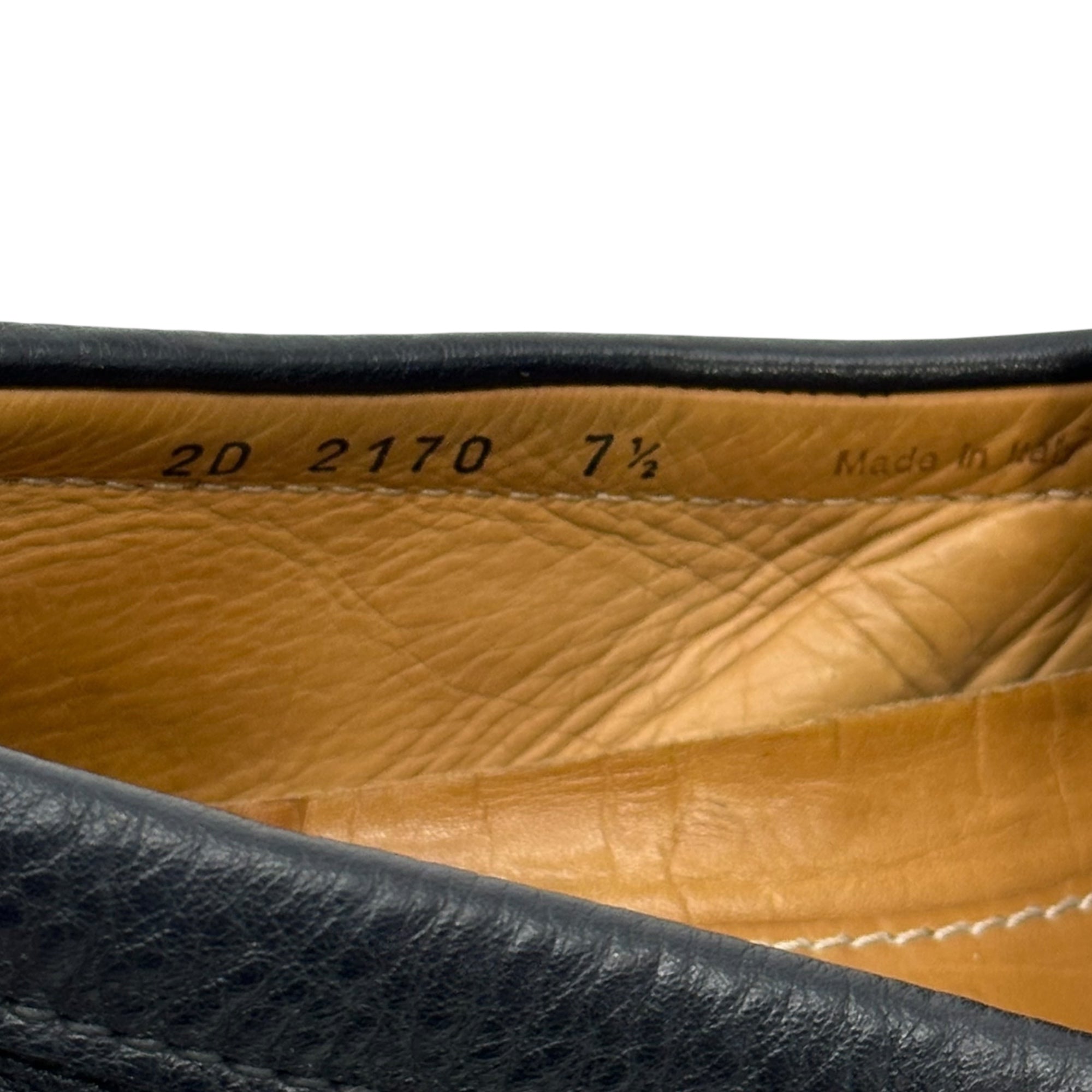 PRADA(プラダ) Emblem Logo Leather Driving Shoes エンブレム ロゴ レザー ドライビング シューズ 2170 7 1/2 2D(26.5cm程度) ダークネイビー ローファー