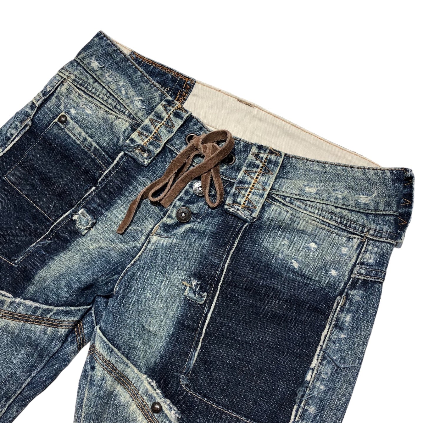 MARITHE FRANCOIS GIRBAUD(マリテフランソワジルボー) 00's reconstructed flare denim pants 再構築 フレア デニム パンツ ベルボトム F7-1923 SS ライトインディゴ Y2K