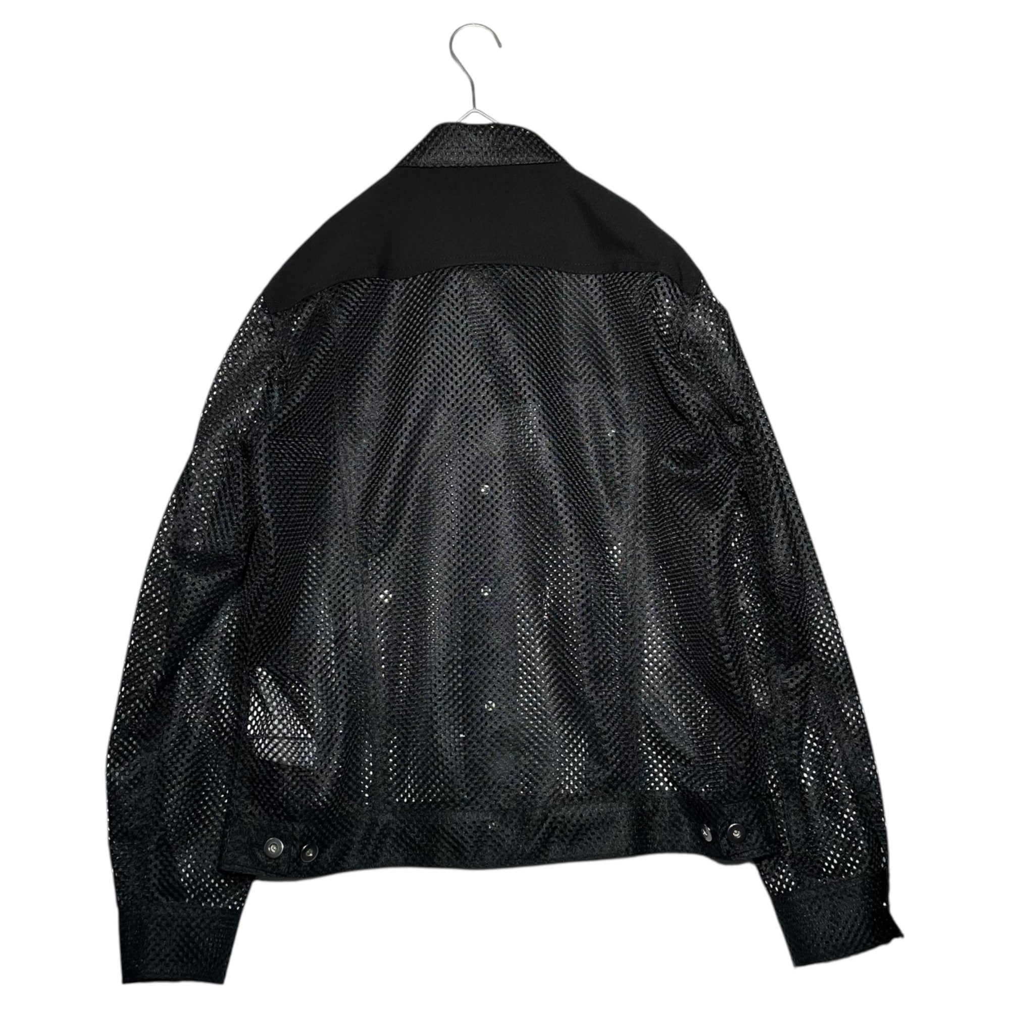 COMME des GARCONS HOMME DEUX(コムデギャルソンオムドゥ) 25SS Wool gabardine mesh switching trucker jacket ウールギャバジン メッシュ 切替 トラッカー ジャケット DO-J049 M ブラック