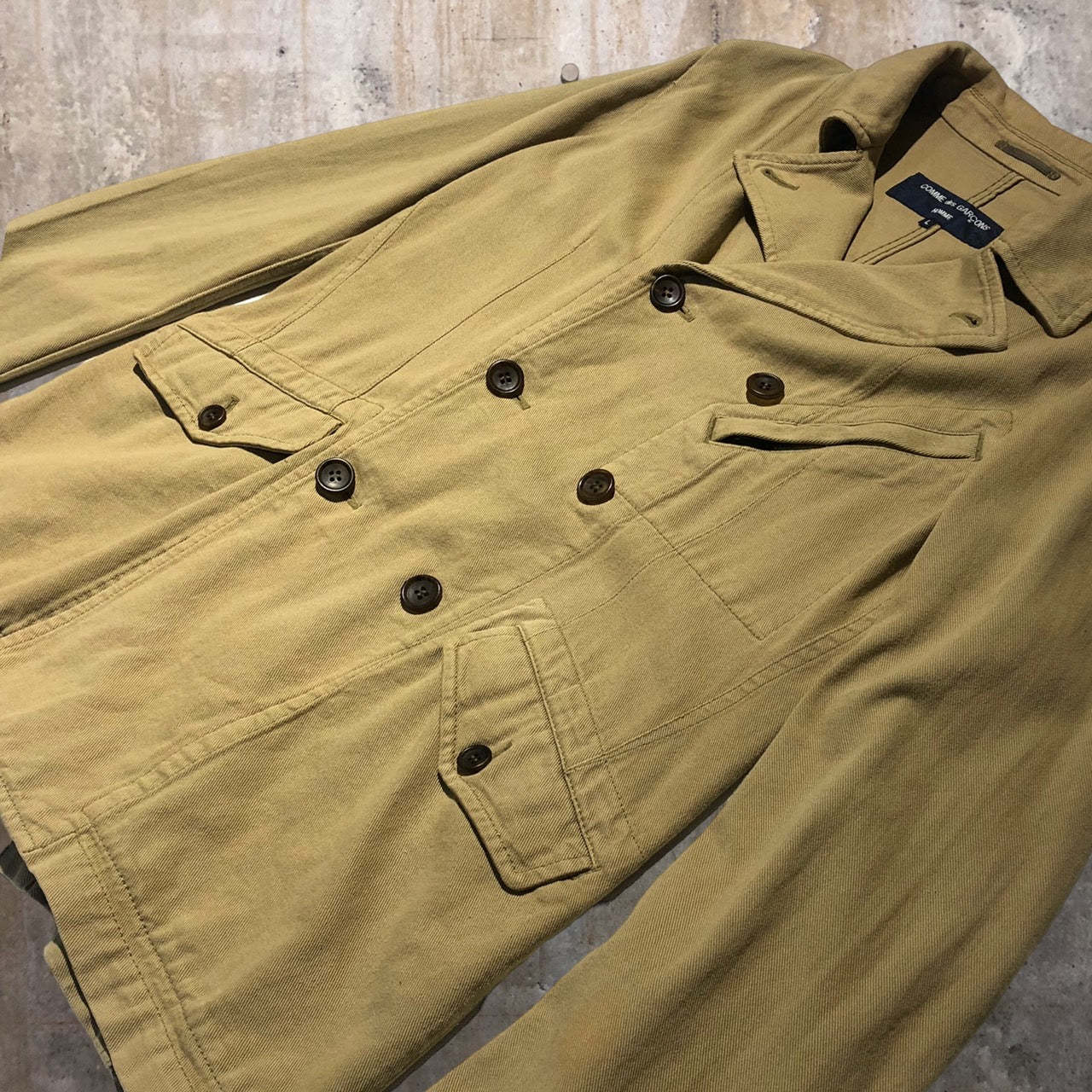 COMME des GARCONS HOMME(コムデギャルソンオム) 07AWコットンダブルハーフコート HT-J012 L ベージュ AD2007