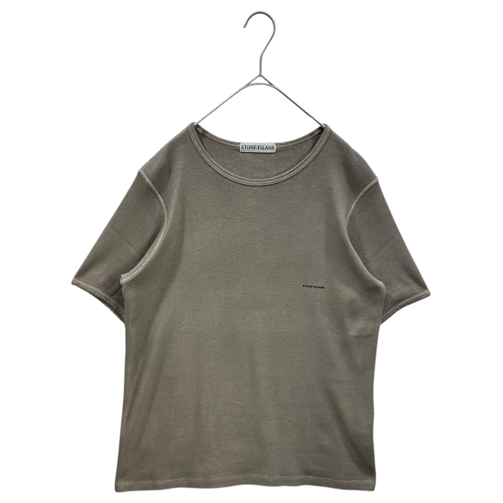 STONE ISLAND(ストーンアイランド) 1999SS One-Point Logo Crew Neck Ribbed T-Shirt ワンポイント ロゴ クルーネック リブ Tシャツ 30152067/A S グレー ポール・ハーヴェイ期 アーカイヴ