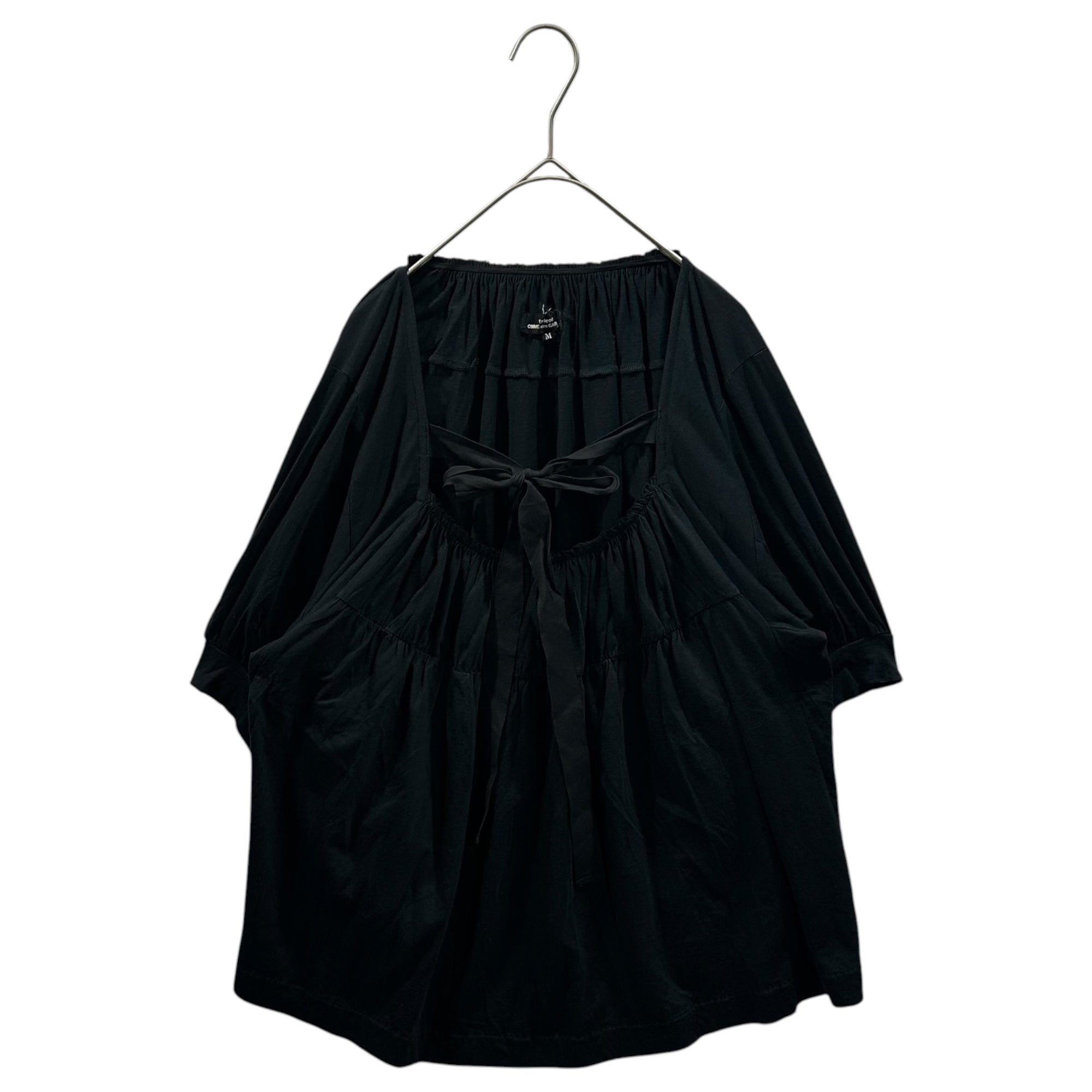 tricot COMME des GARCONS(トリココムデギャルソン) 2014SS Front-Ribbon Gathered Cut-and-Sew Top フロントリボン ギャザー カットソー TM-T035 M ブラック AD2013