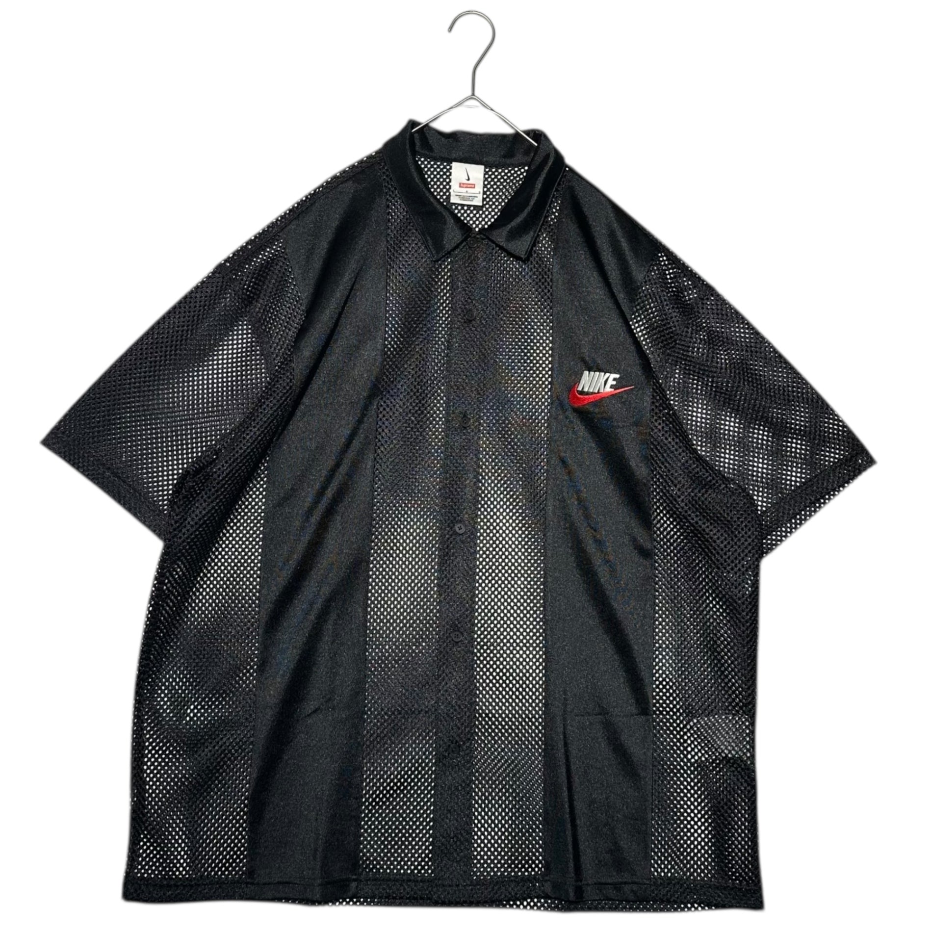 SUPREME×NIKE(シュプリーム×ナイキ) 24SS Mesh S/S Shirt "Black" メッシュ 半袖 シャツ FQ0346-010 L ブラック コラボ